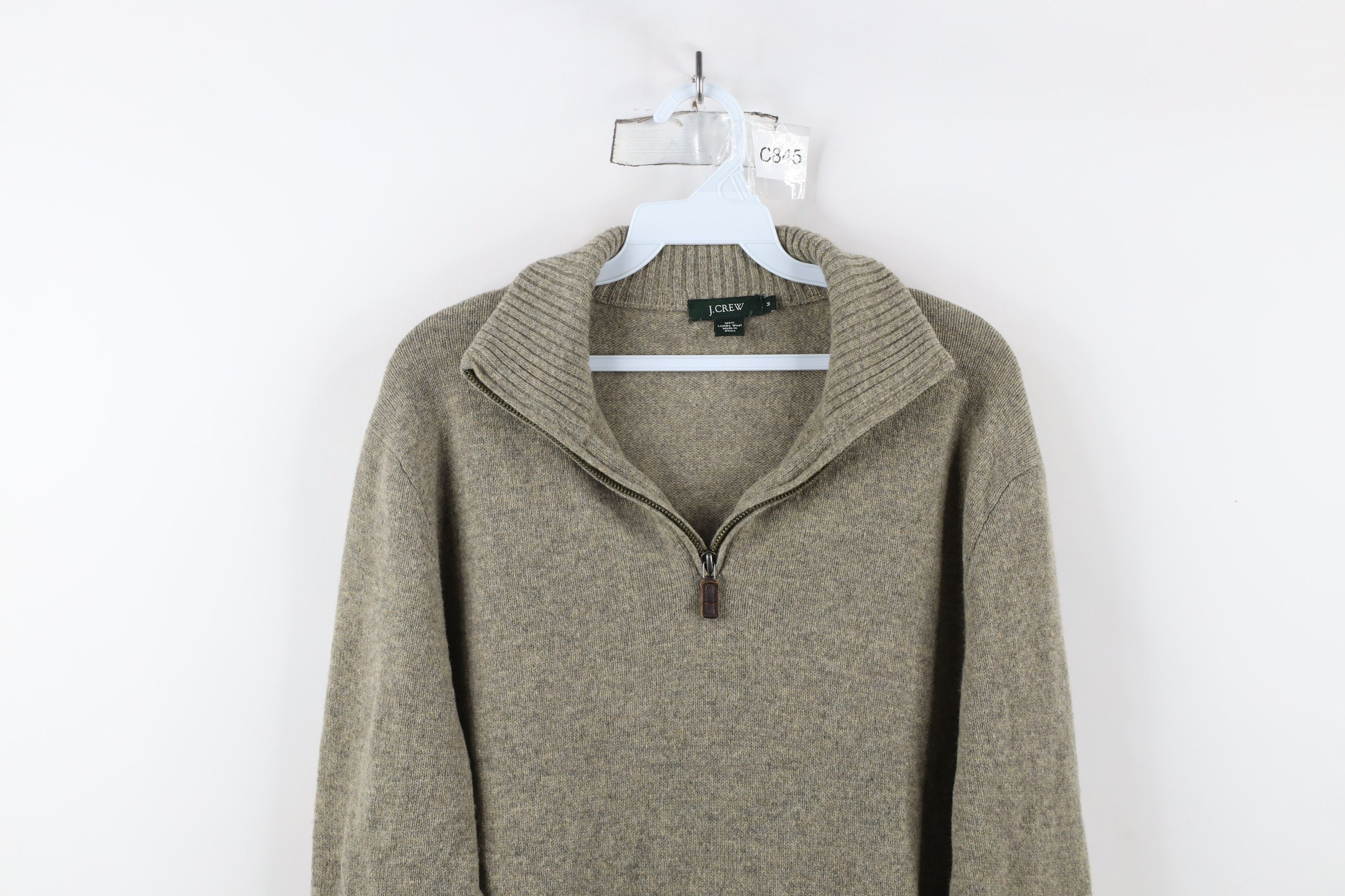 J.Crew × Vintage Vintage 90s J Crew Lambswool Knit Half Zip Sweater Beige Size US M / EU 48-50 / 2 - 2 Thumbnail