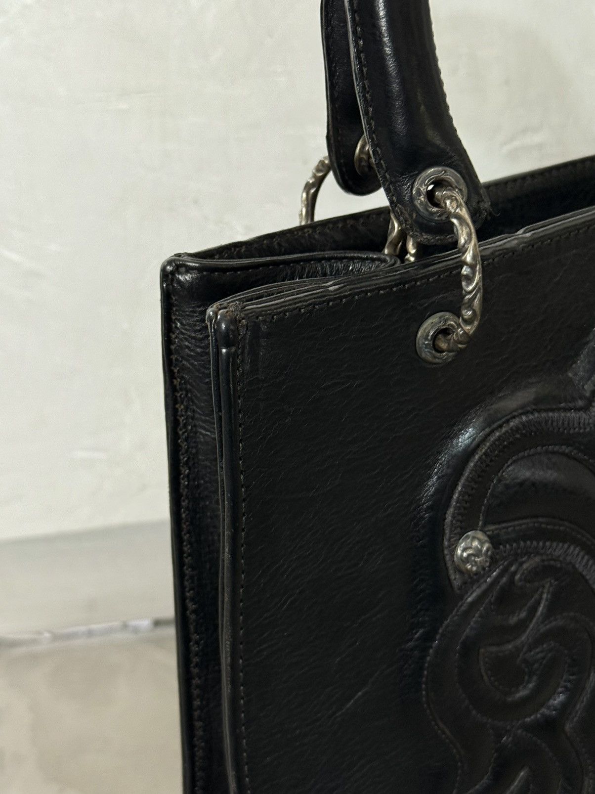 Chrome Hearts Rare 90s - Grained Calfskin Fleur De Lis Leather Handbag Size ONE SIZE - 5 Thumbnail