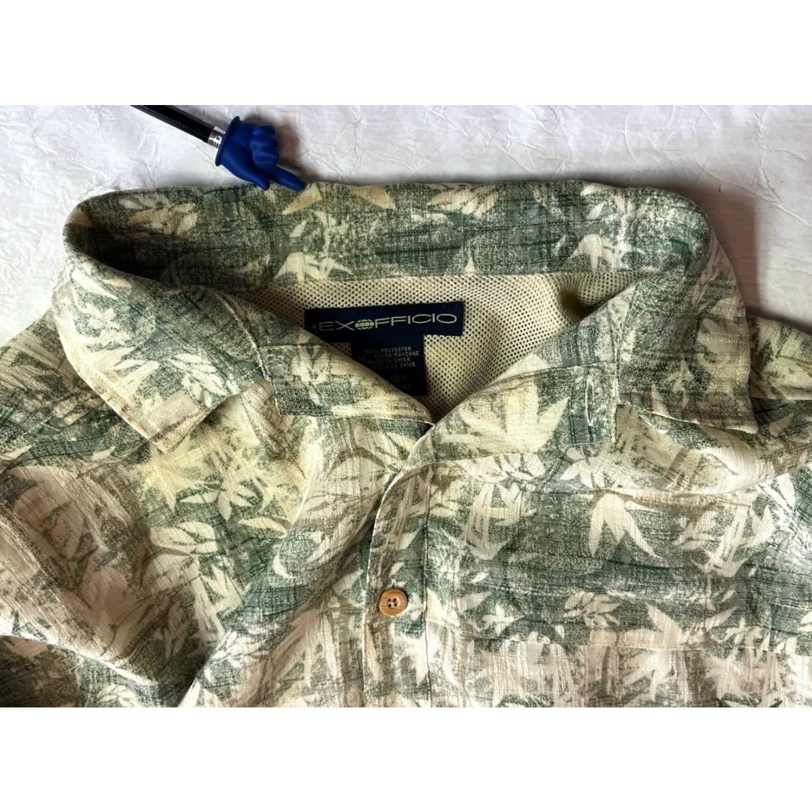 ExOfficio ExOfficio Shirt Men L Button-Up Short Sleeve All Seasons Breathable Green Palm Tree Nature Fish Outdoor Shirt Men L Size US L / EU 52-54 / 3 - 5 Thumbnail
