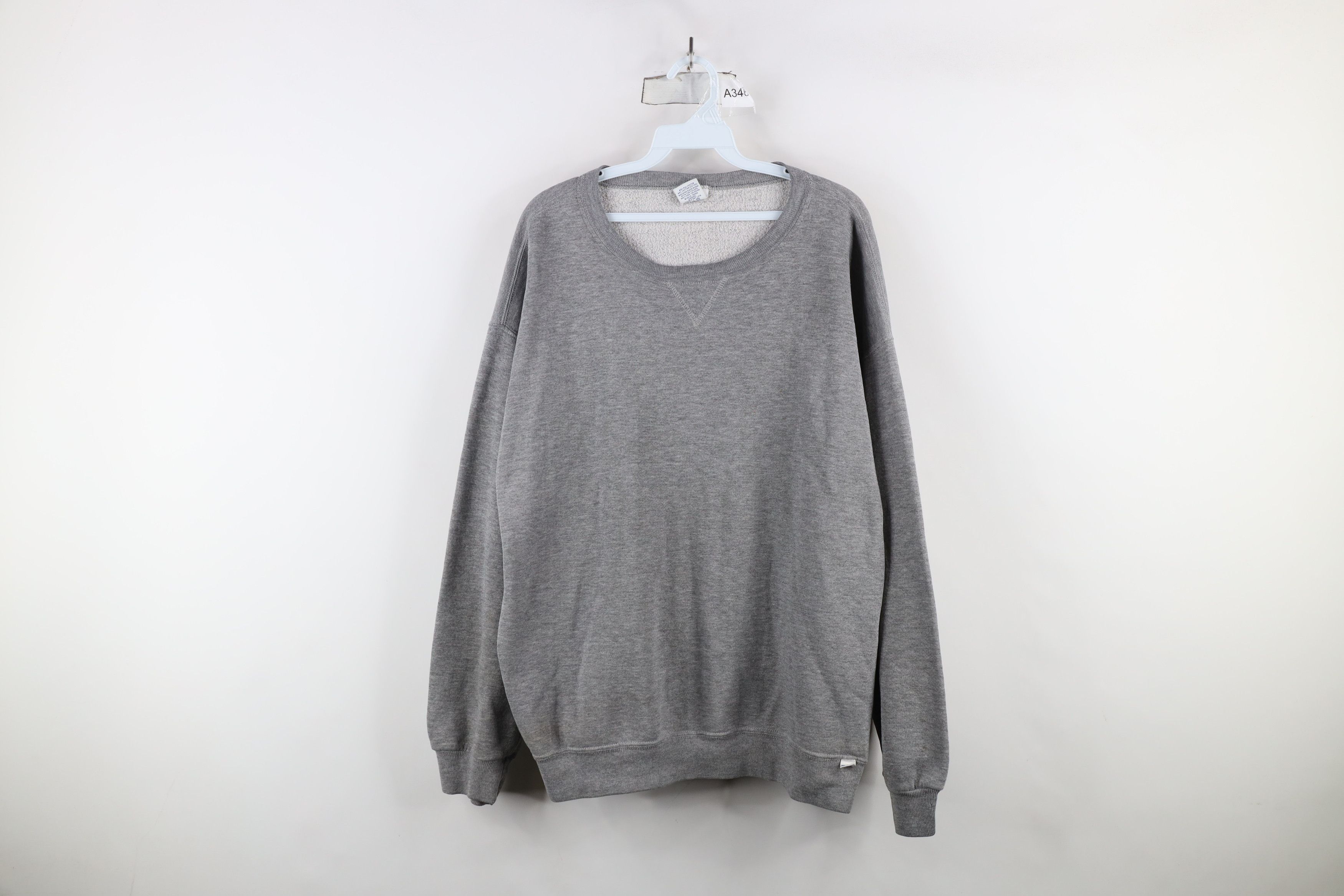 Russell Athletic × Vintage Vintage 90s Russell Athletic Blank Crewneck Sweatshirt Gray Size US XL / EU 56 / 4 - 1 Thumbnail