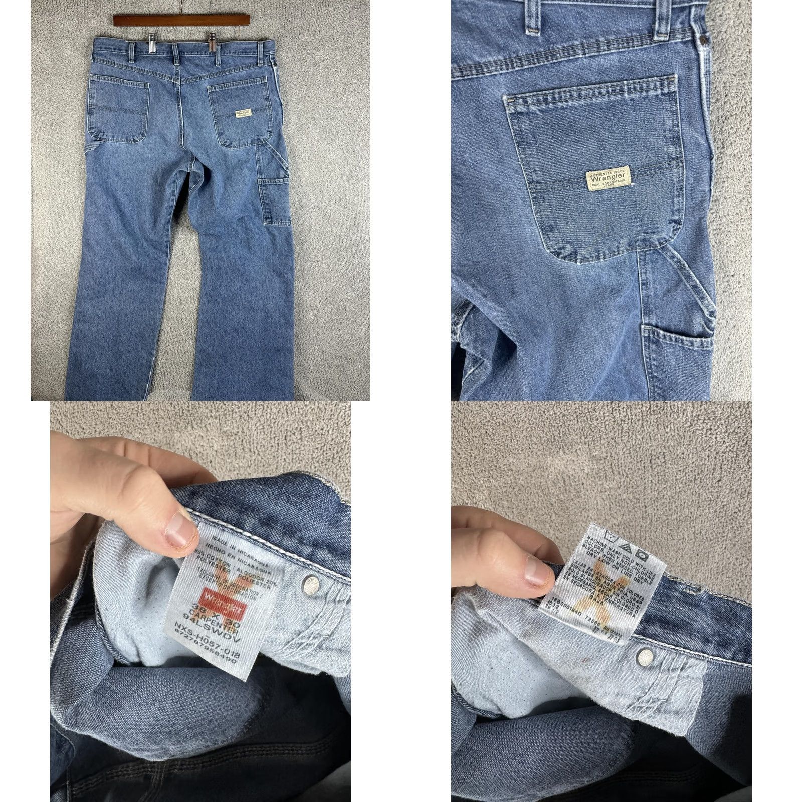 Wrangler Wrangler Carpenter Jeans Mens 38x30 Blue Denim Workwear Utility Relaxed Straight Pants Size US 38 / EU 54 - 9 Thumbnail