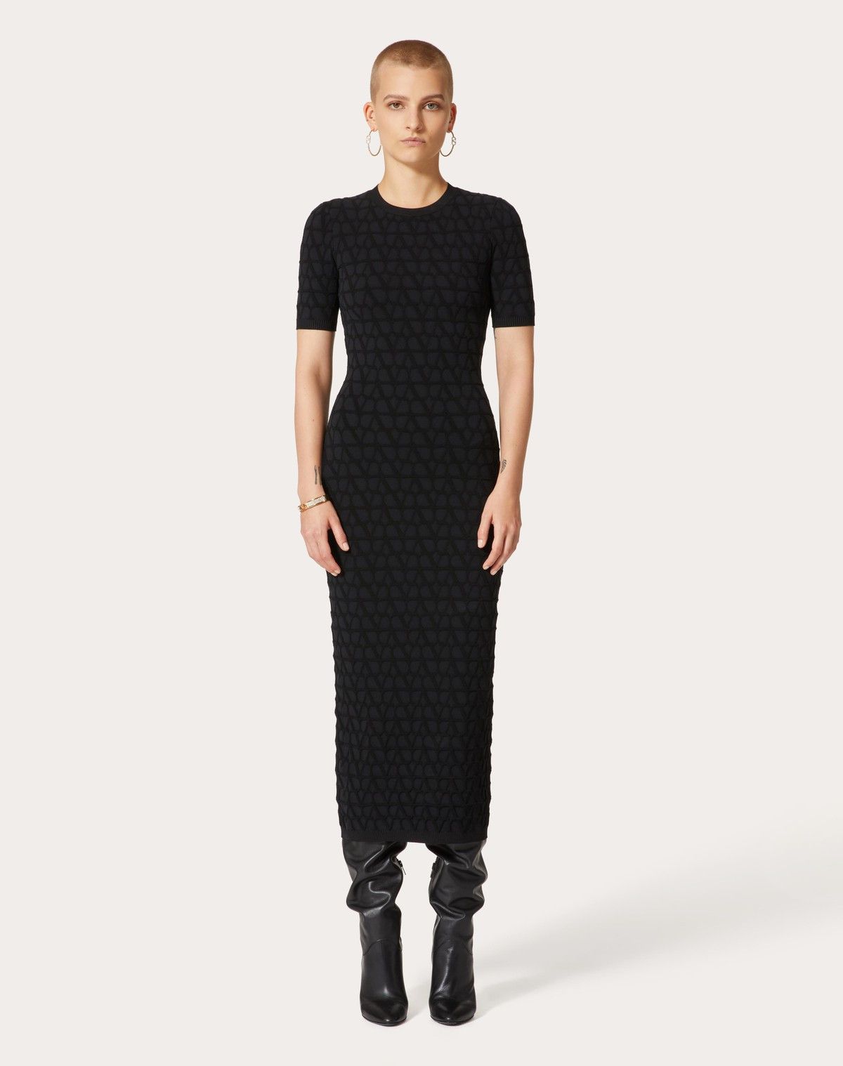 Valentino o1s1wg110525 Toile Iconographe Stretched Dress in Black Size M / US 6-8 / IT 42-44 - 3 Thumbnail