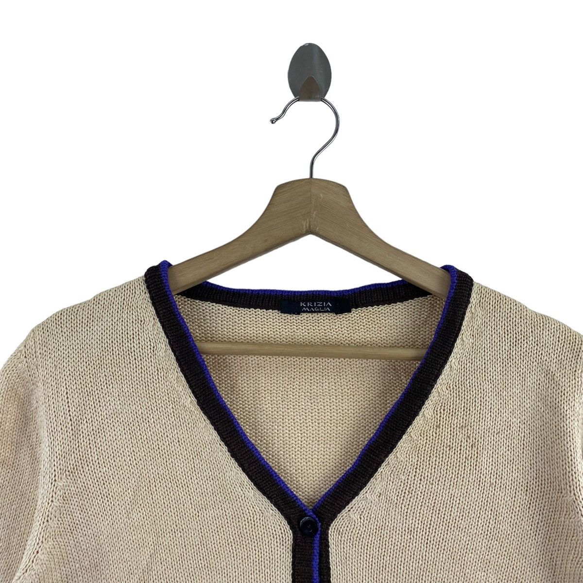 Vintage Vintage KRIZIA MAGLIA Italian Designer Short Sleeve Cream Size S / US 4 / IT 40 - 2 Thumbnail