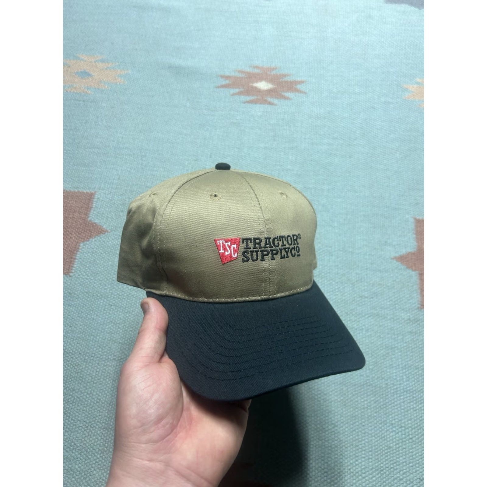 Vintage Tractor Supply Co Snapback Hat Cap Embroidered Logo Farm Adjustable Tan Black Mens Snapback Hat Size ONE SIZE - 2 Thumbnail