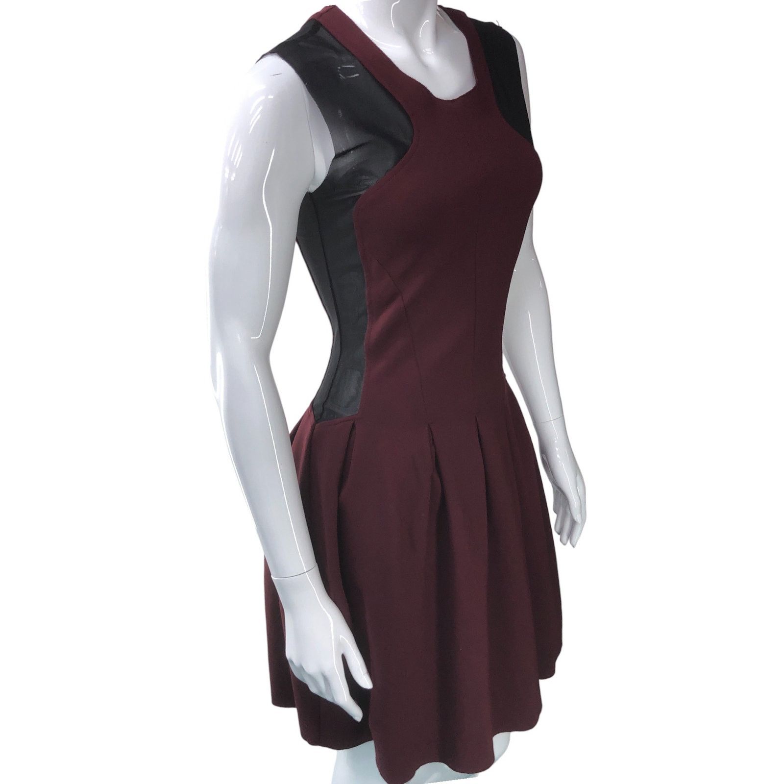 Maje Maje Size 2 Dress Maroon Black Mesh Cutouts Short Sleeve Size XS / US 0-2 / IT 36-38 - 11 Thumbnail