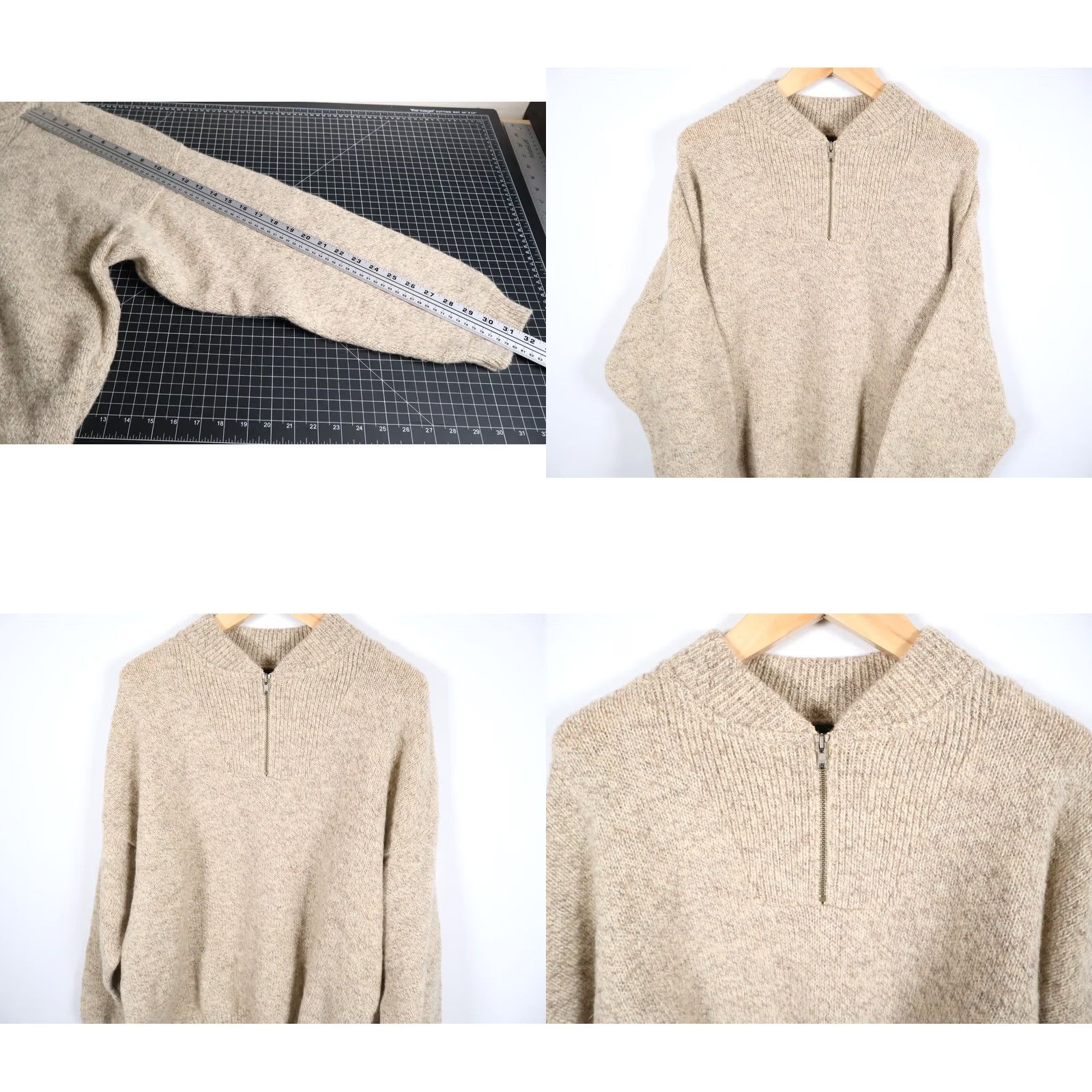 Vintage VINTAGE Gander Mountain Wool Sweater Pullover 1/4 Zip Big & Tall 2X Beige Men's Knit USA Made 90s Preppy Heavyweight Size US XXL / EU 58 / 5 - 8 Thumbnail