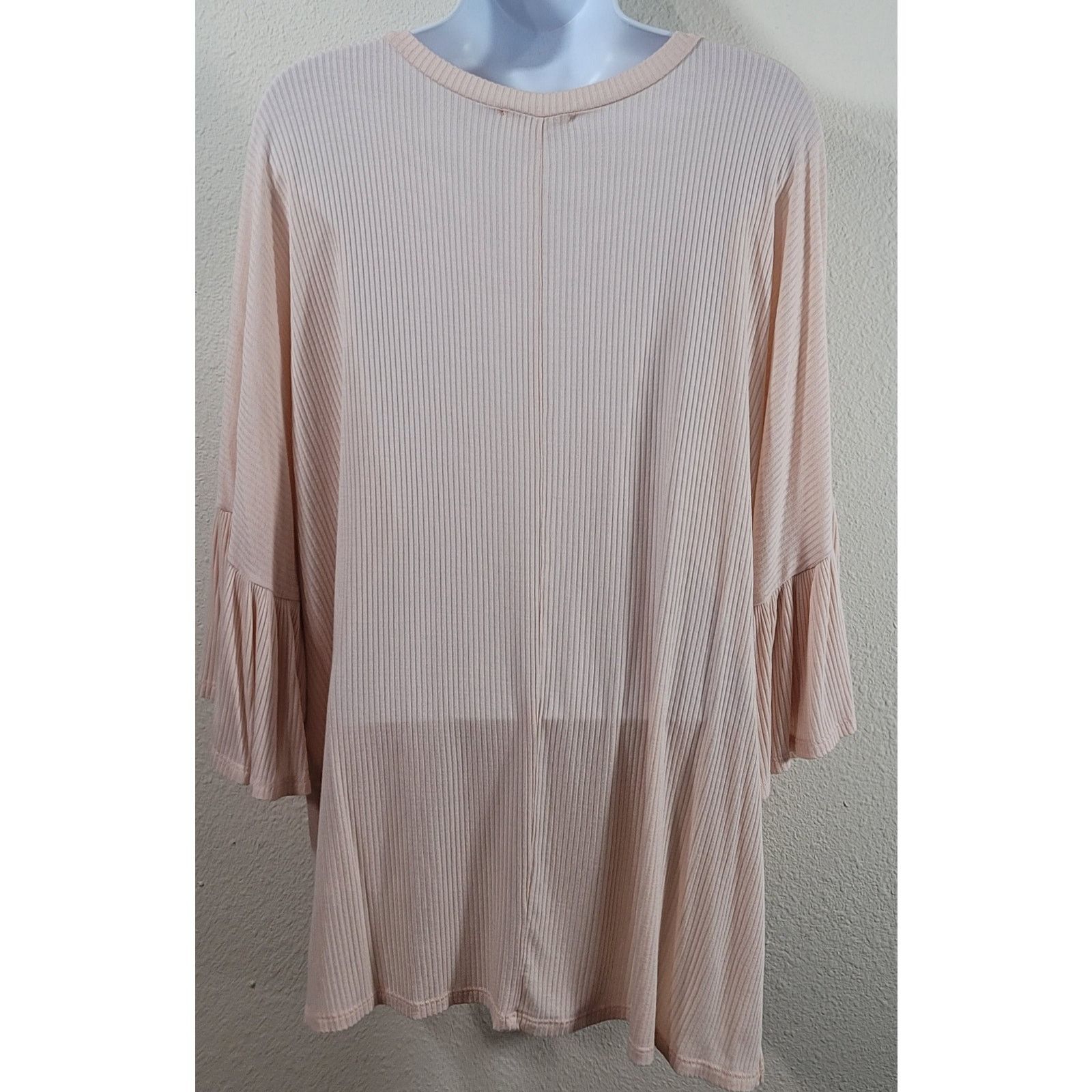 Other Promesa Pink Ribbed Bell Sleeves V Neck Top Large Flowy Size L / US 10 / IT 46 - 2 Thumbnail