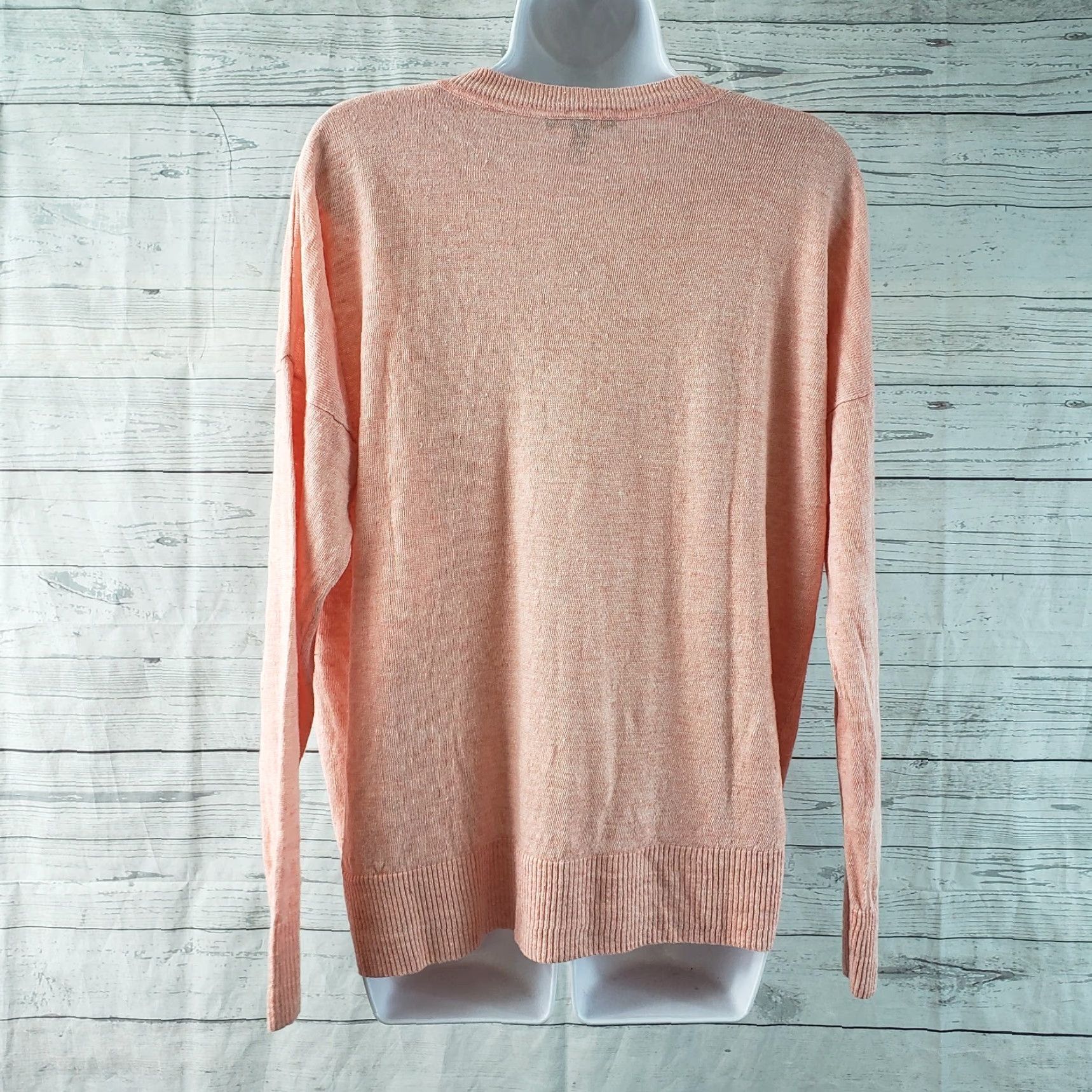 Eileen Fisher Eileen Fisher Pullover Top Shirt Womens Small V-Neck Linen Peach Orange Knit Blouse 90s? Size S / US 4 / IT 40 - 4 Thumbnail