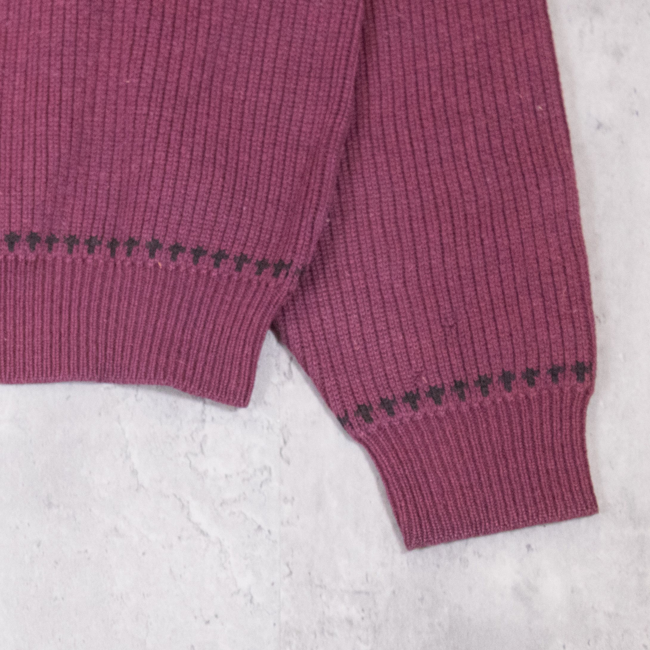 Vintage Vintage 1990's Blocx Pattern Wool Burgundy Sweater Size US L / EU 52-54 / 3 - 10 Thumbnail