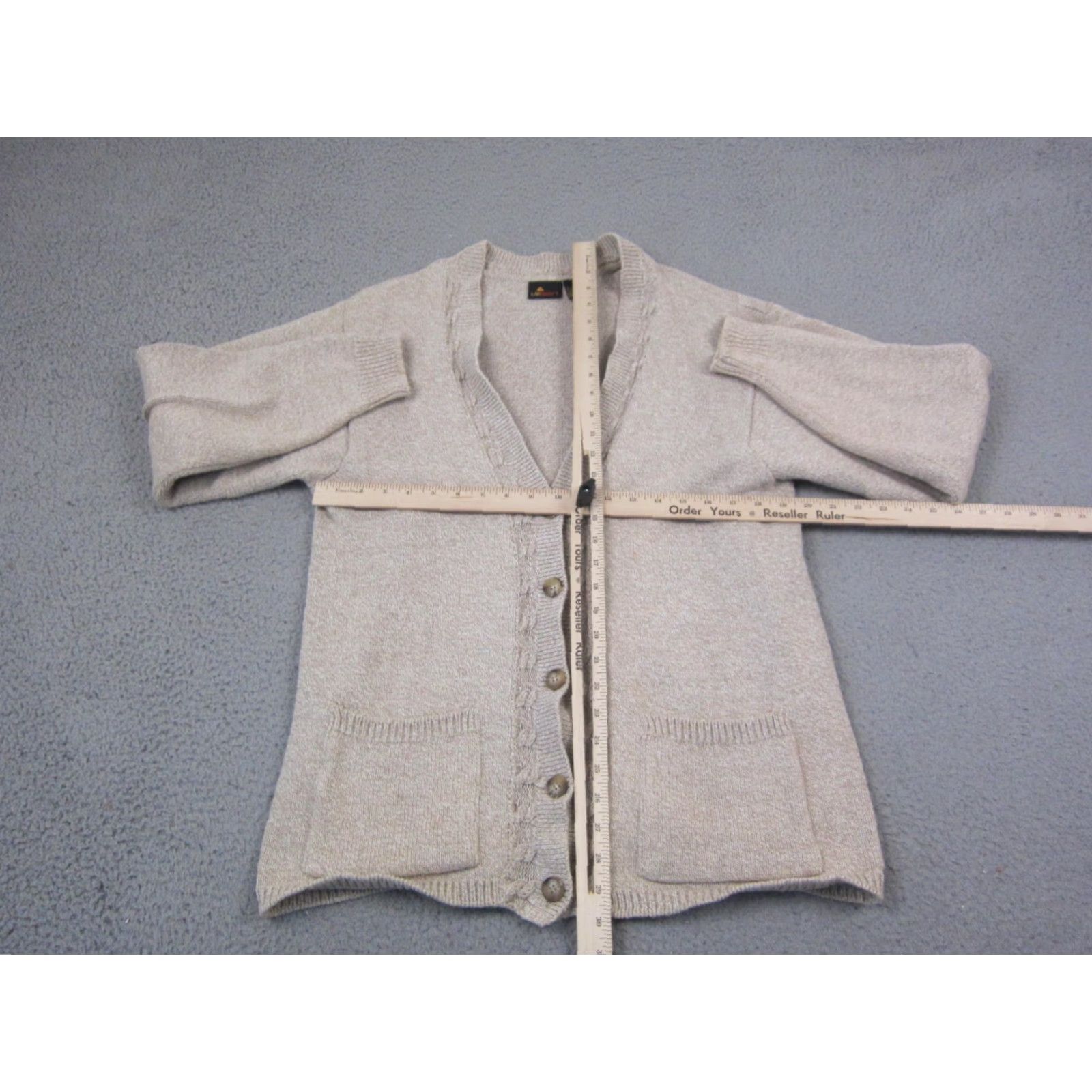 Vintage VINTAGE Lizsport Cardigan Womens M Brown Beige Cotton Knit 90s City Classic Pockets Cardigan Buttons Size M / US 6-8 / IT 42-44 - 6 Thumbnail