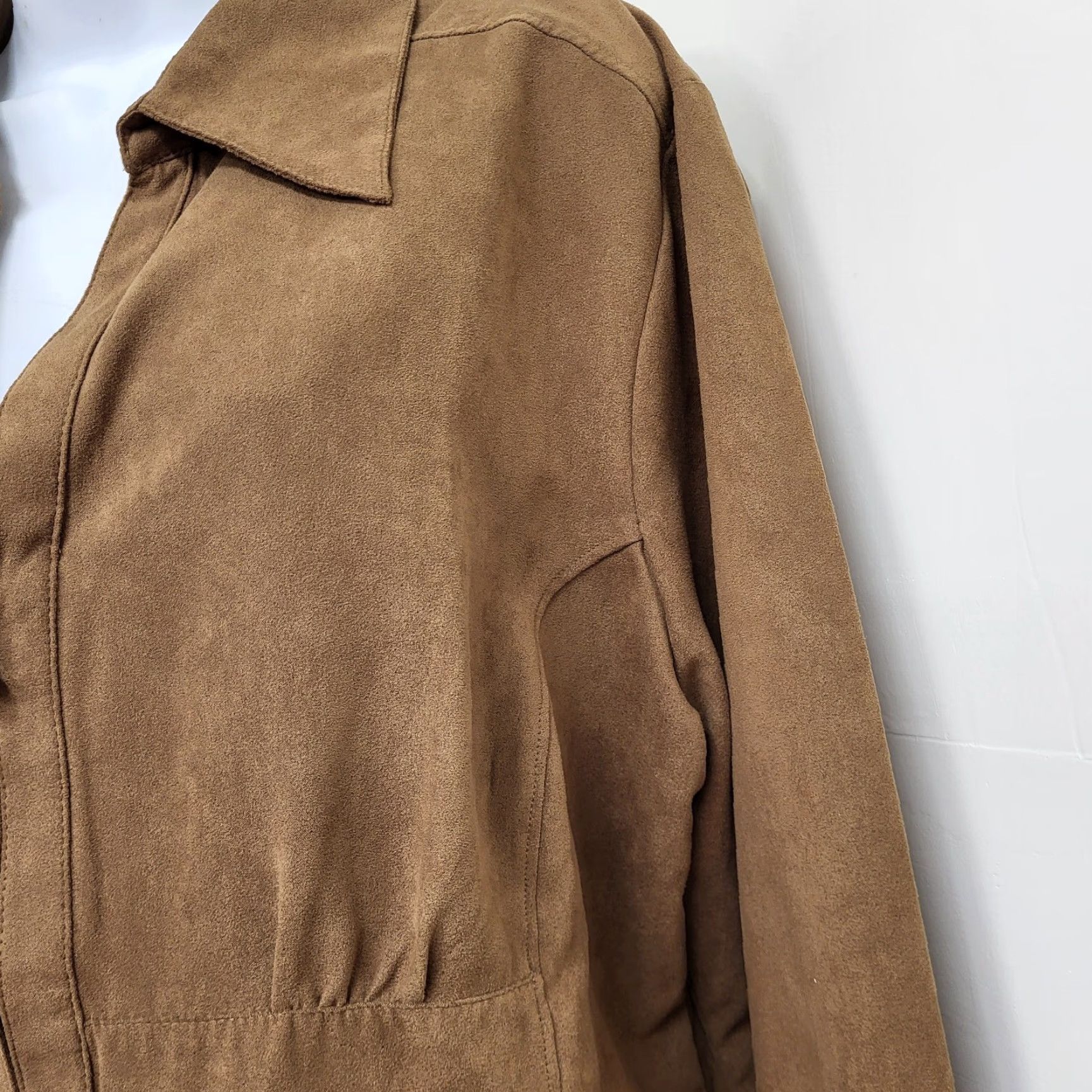 Vintage Cato Jacket Women's XL Brown Long Sleeve Zipper Collared Lightweight Polyester Size XL / US 12-14 / IT 48-50 - 6 Thumbnail