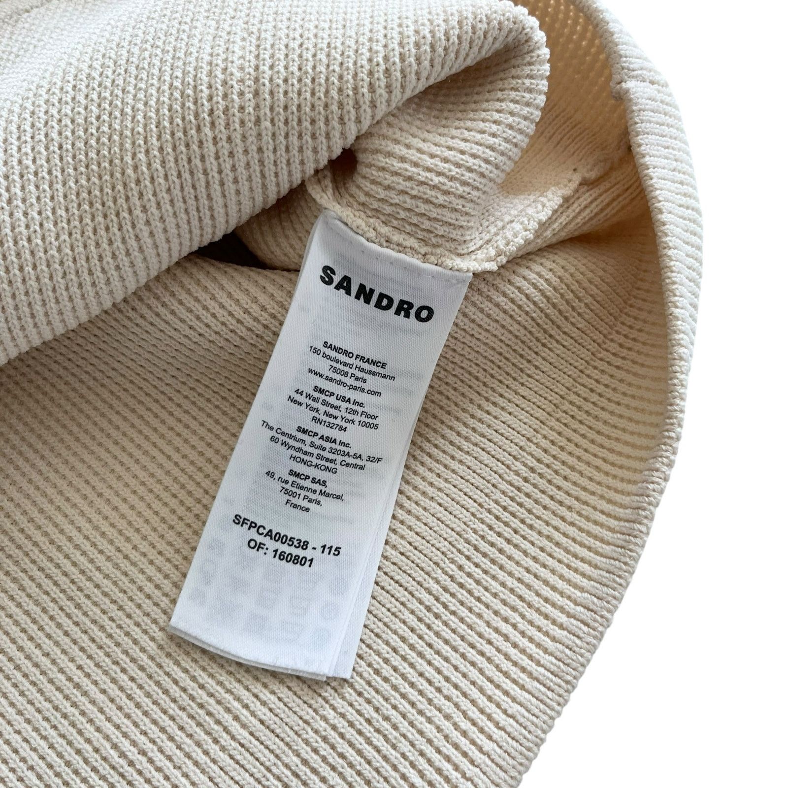 Sandro Sandro Paco Cream Waffle Knit Cardigan Sweater Jacket Size M / US 6-8 / IT 42-44 - 9 Thumbnail