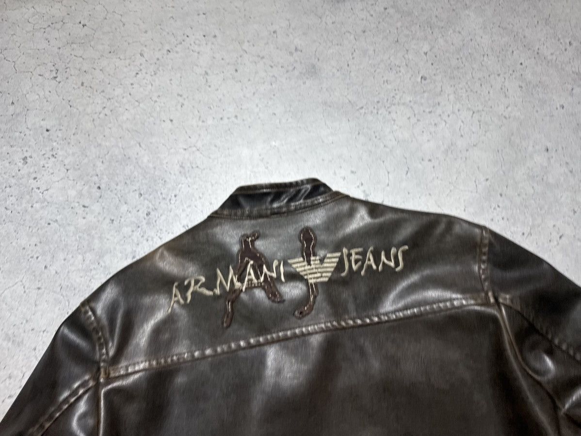 Emporio Armani Armani Jeans Vintage Leather Jacket Big Logo Brown Size US L / EU 52-54 / 3 - 10 Thumbnail