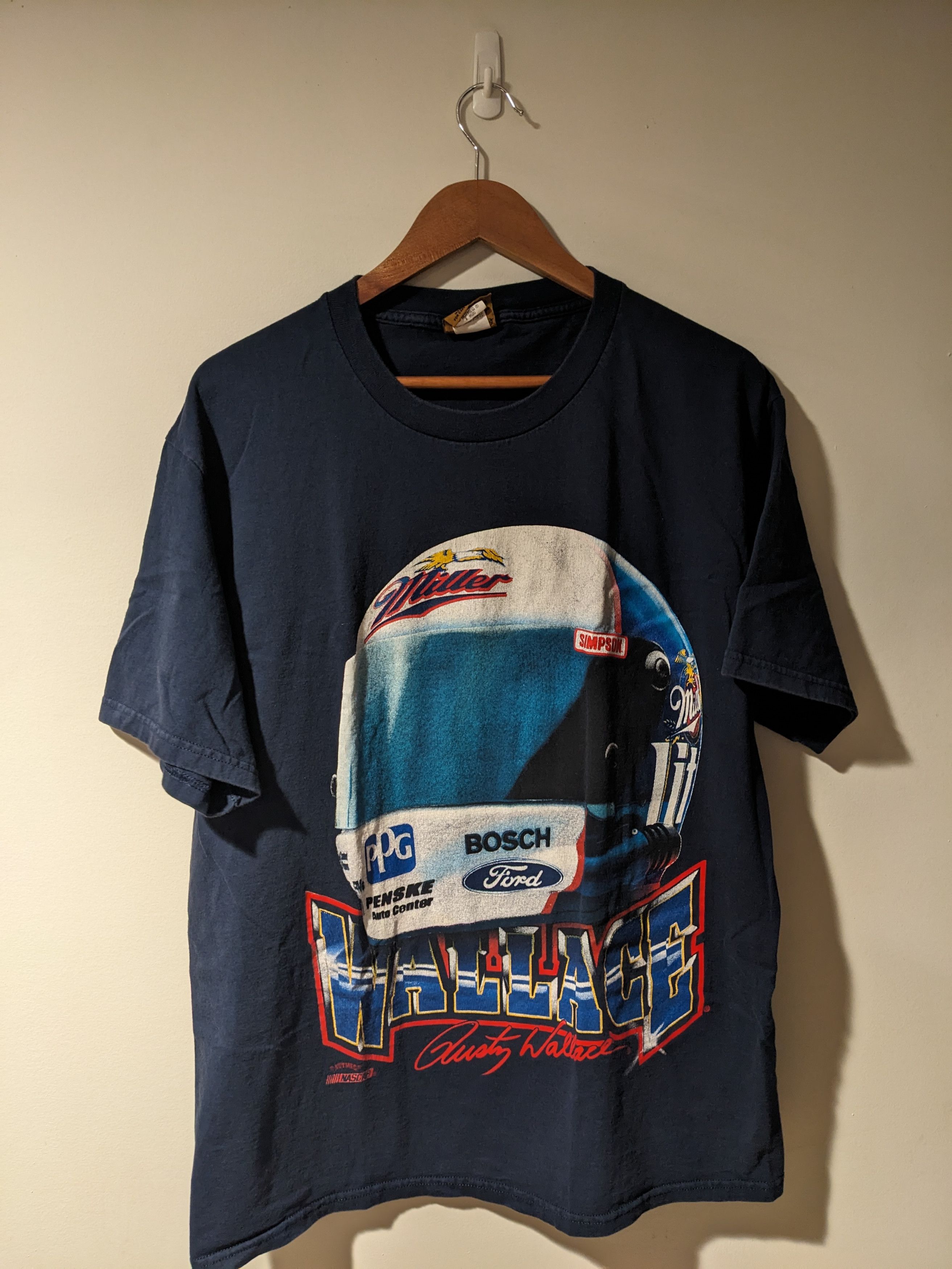 Nutmeg × Vintage Vintage 90s Rusty Wallace Nascar Racing Speedway T-Shirt Size US L / EU 52-54 / 3 - 1 Thumbnail