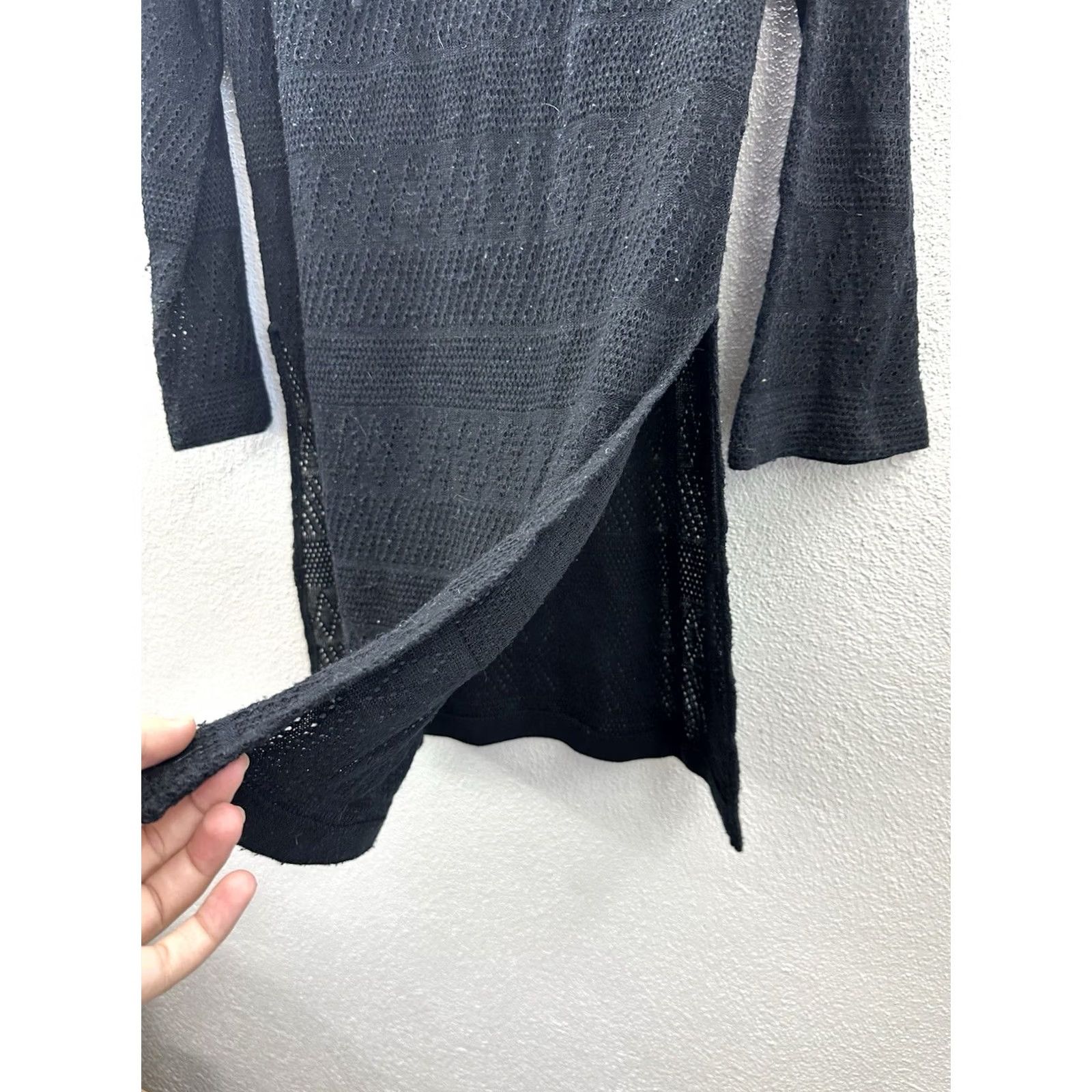 Vintage VINTAGE Leap Cover Up Womens Long Sleeve Black Open Knit Side Slits 80s 90s Womens, Size 10 Size L / US 10 / IT 46 - 5 Thumbnail