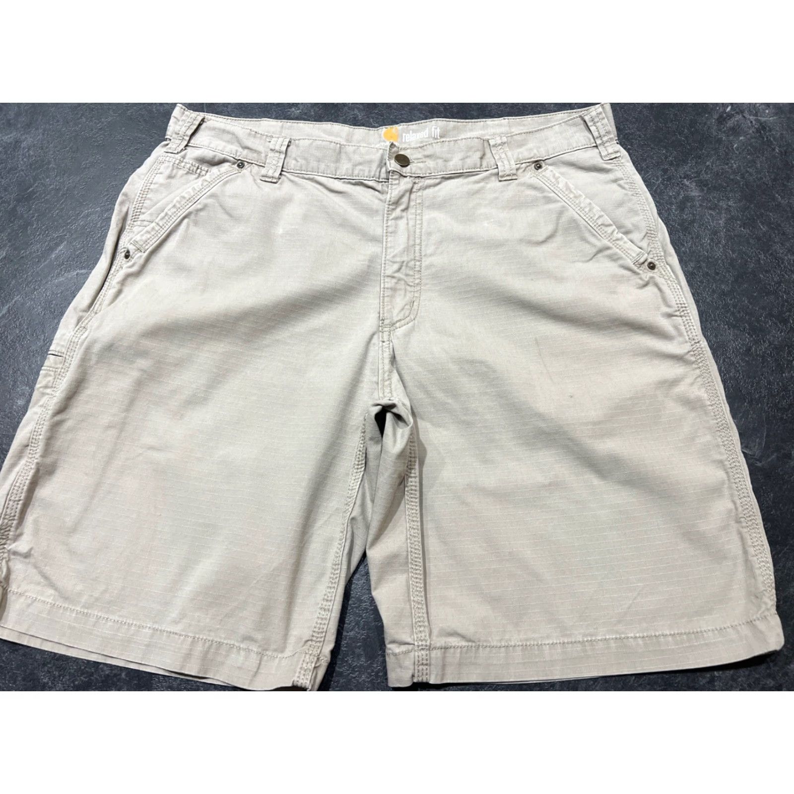 Carhartt Carhartt Men's 38 Relaxed Fit Beige Ripstop Cargo Shorts Utility Workwear Size US 38 / EU 54 - 2 Thumbnail