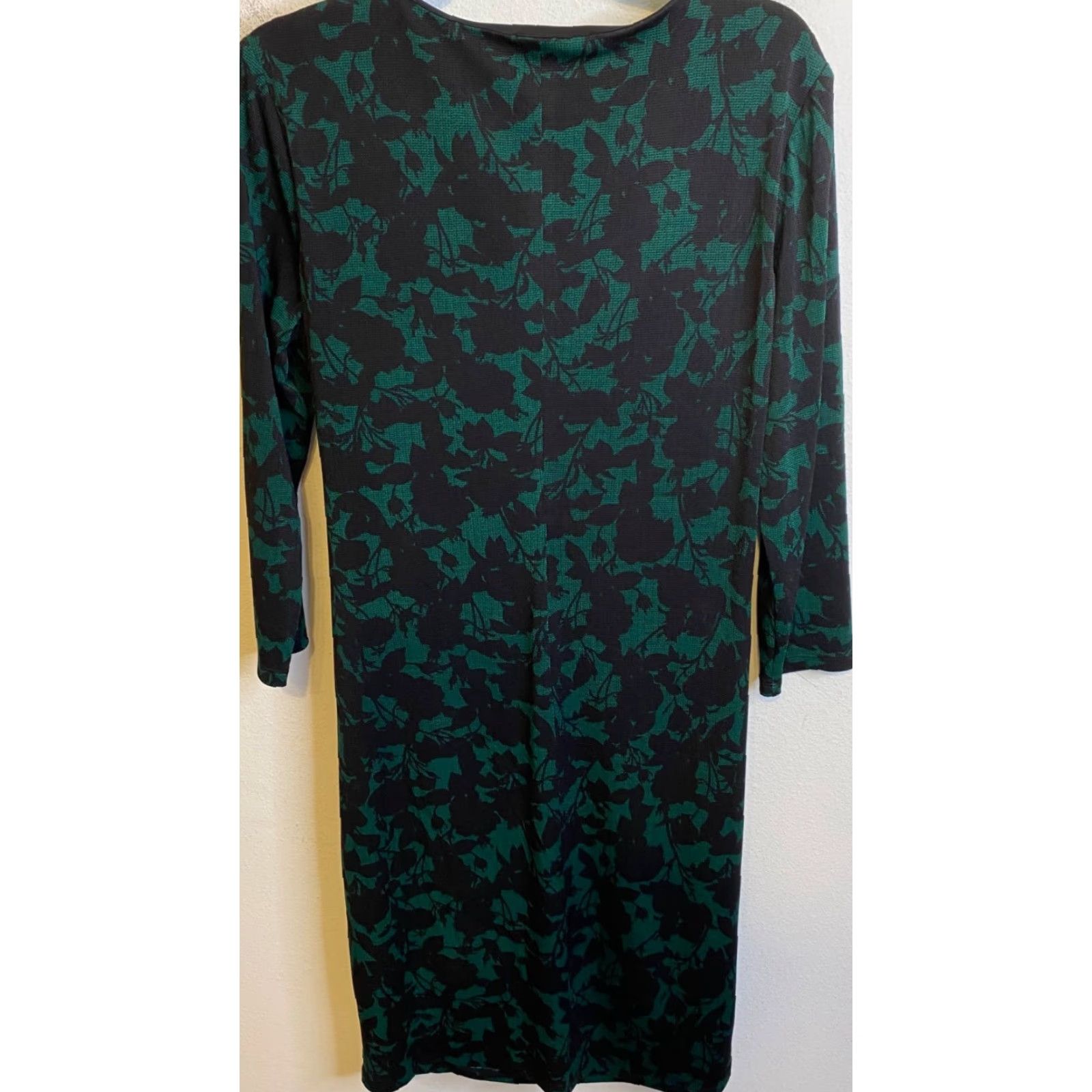 Ralph Lauren CHAPS Green Black Floral Faux Wrap Sheath Dress Long Sleeve  Stretch V-Neck Knee Length, Regular, L, Women -  www.detectiveagencyinvadodara.in