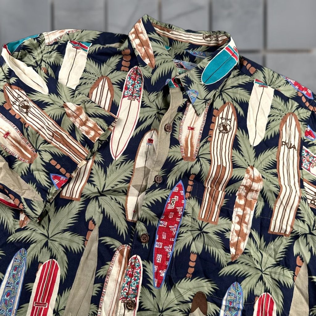 Reyn Spooner Men's Casual Button-Down Shirt Medium Rayon Surfboards REYN SPOONER RAYON SHIRT USA 80s 90s