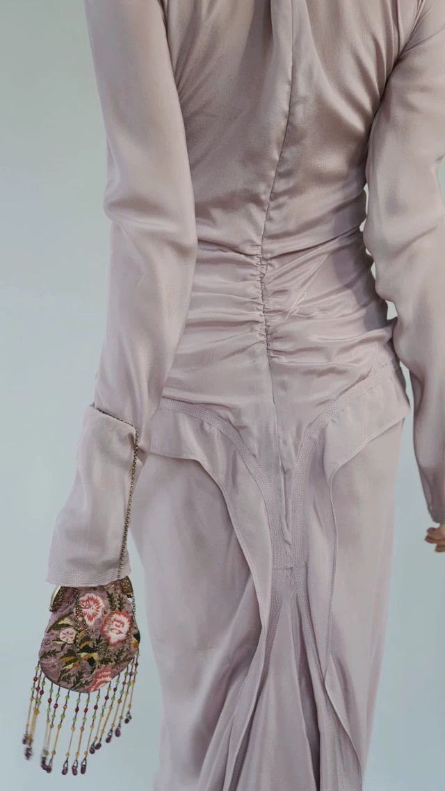 Yves Saint Laurent YSL by Tom Ford 03 Fall Silk Lilac Pink Dress Size S / US 4 / IT 40 - 7 Thumbnail
