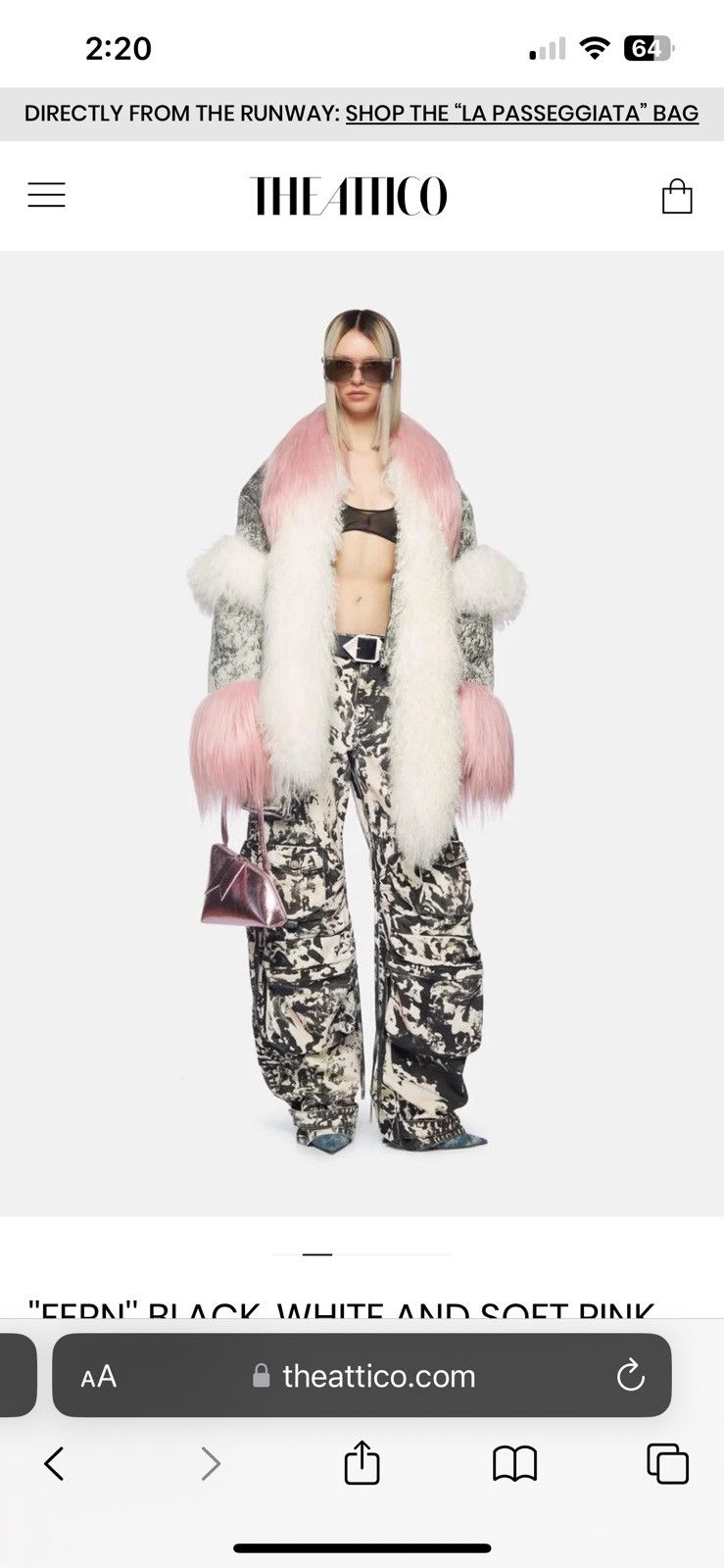 The Attico The Attico black cream abstract print wide leg cargo pants Size 27" / US 4 / IT 40 - 12 Thumbnail