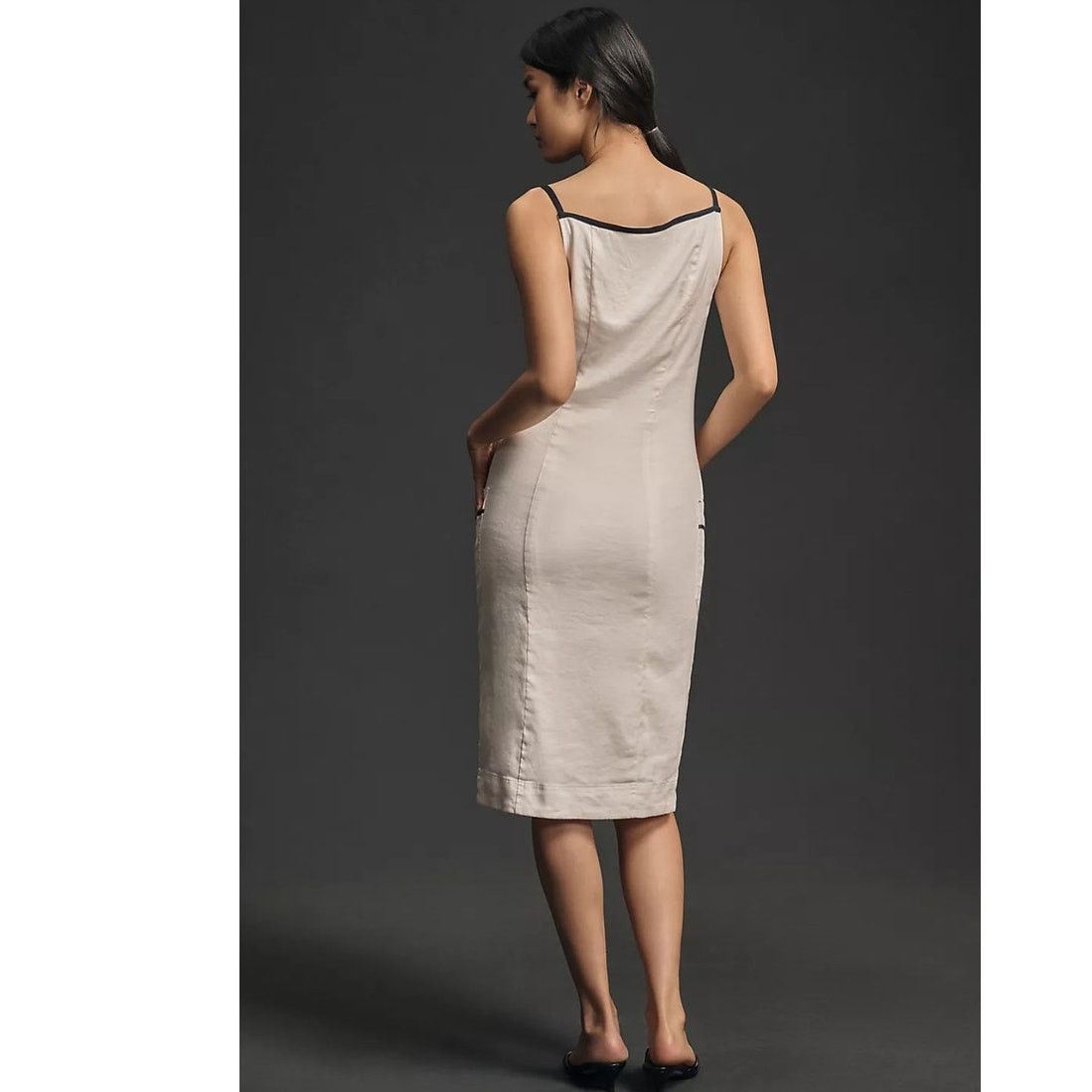 Anthropologie NWT The Colette Button Midi Dress $168 X-SMALL Ivory Pockets Size XS / US 0-2 / IT 36-38 - 4 Thumbnail