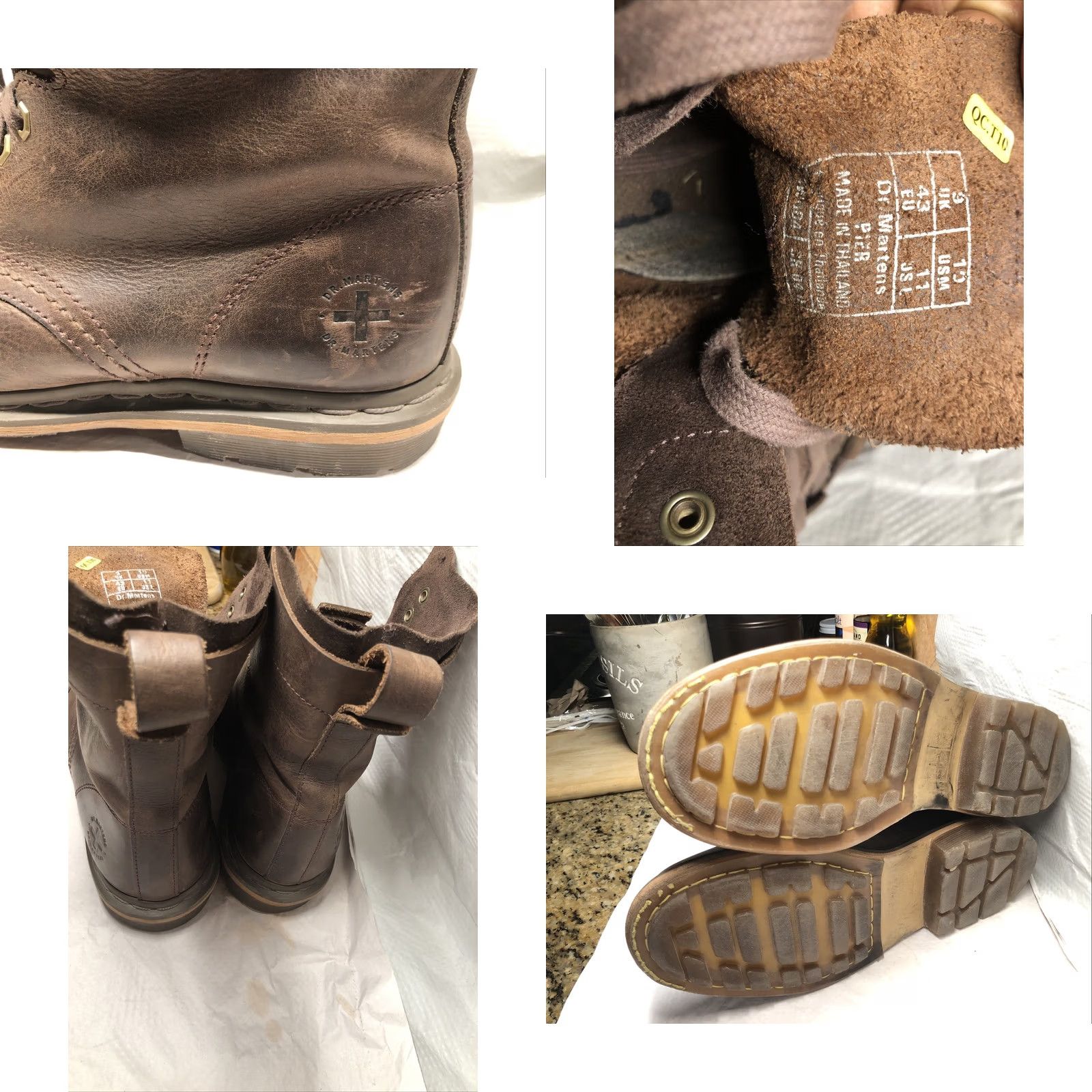 Dr. Martens Dr Martens Pier Distressed Leather Mens Boots Combat Grunge 90s Lace Up Casual Workwear Travel Brown Leather Captoe Pattern Solid Mens 10 US Size US 9 / EU 42 - 8 Thumbnail