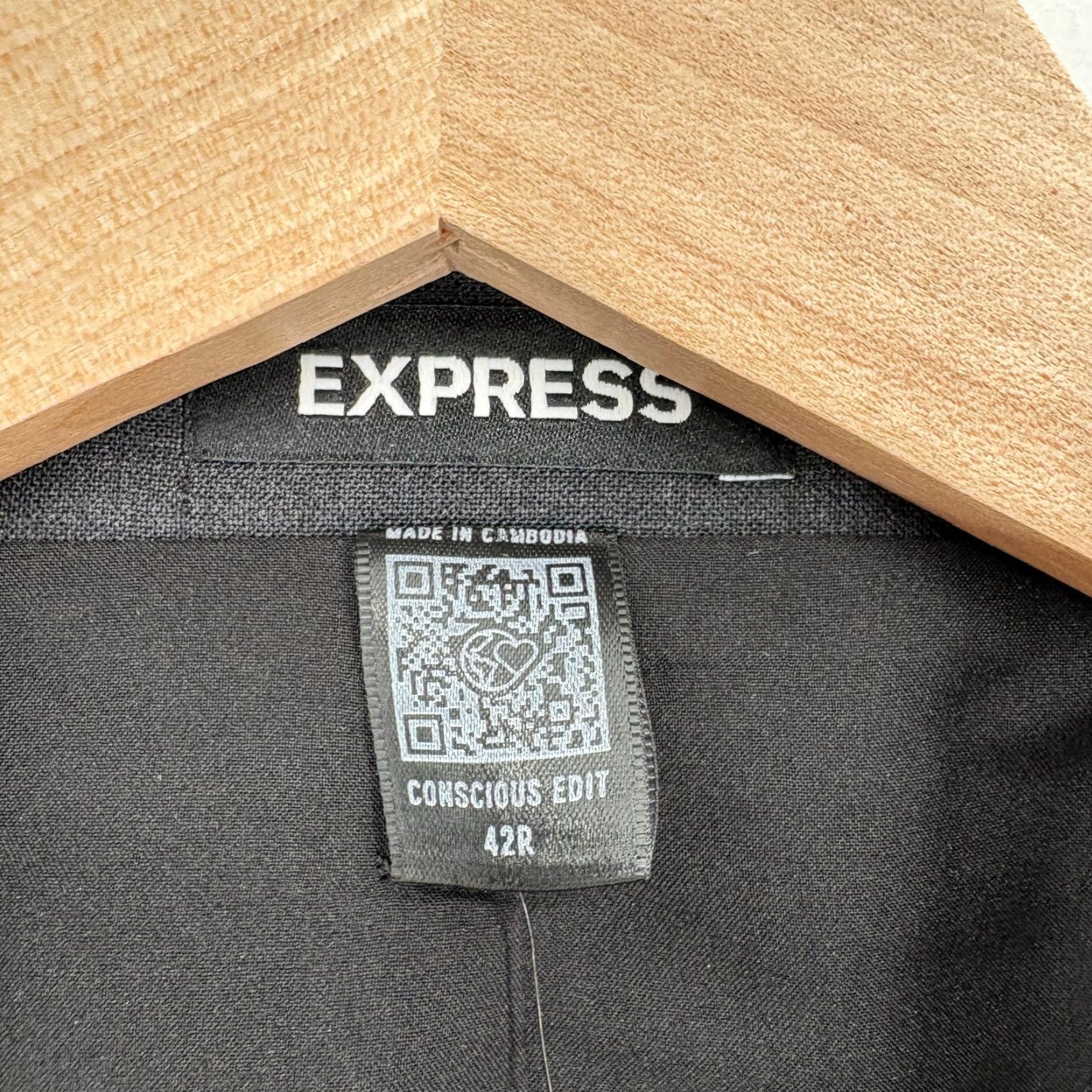 Express Express Slim Fit Two-Button Wool Blend Blazer Mens 42R Gray Jacket Regular Notch Lapel Size 42R - 4 Thumbnail