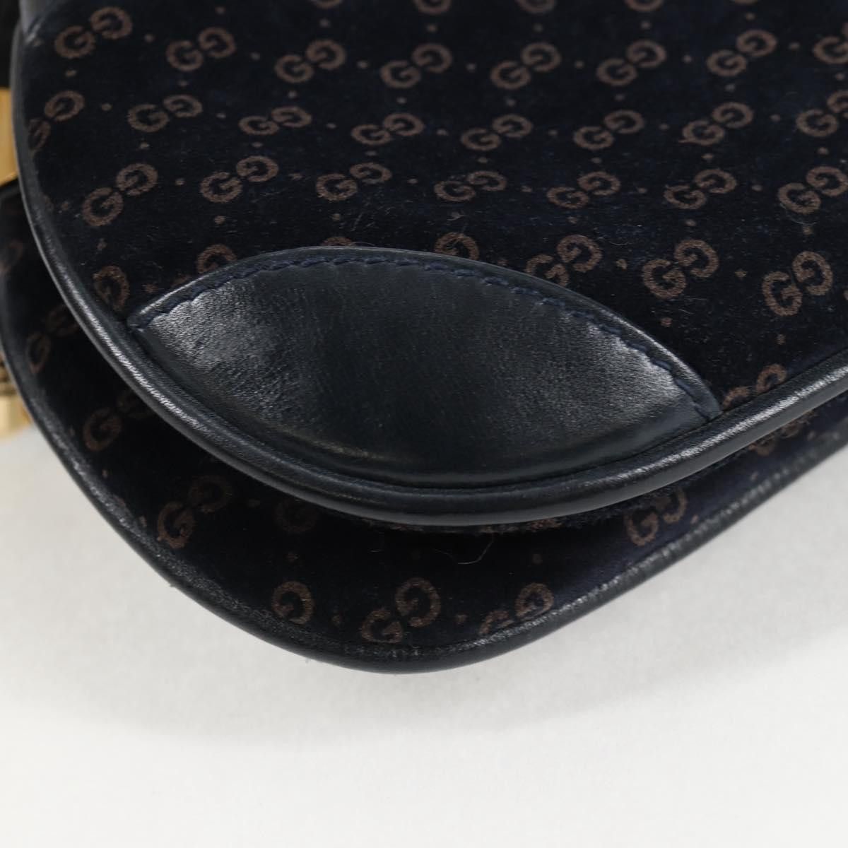 Gucci GUCCI Micro GG Canvas Shoulder Bag Suede Navy Gold 001 261 Size ONE SIZE - 10 Thumbnail