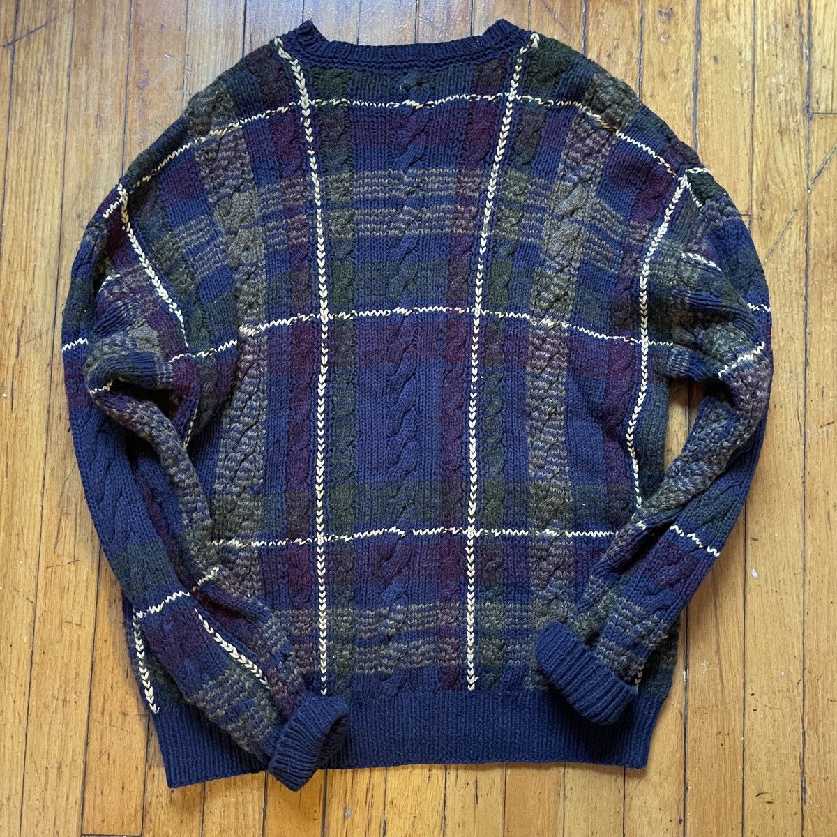Nautica × Vintage Vintage Nautica Maroon Navy Plaid Knit Sweater Men’s Size L Size US L / EU 52-54 / 3 - 2 Thumbnail