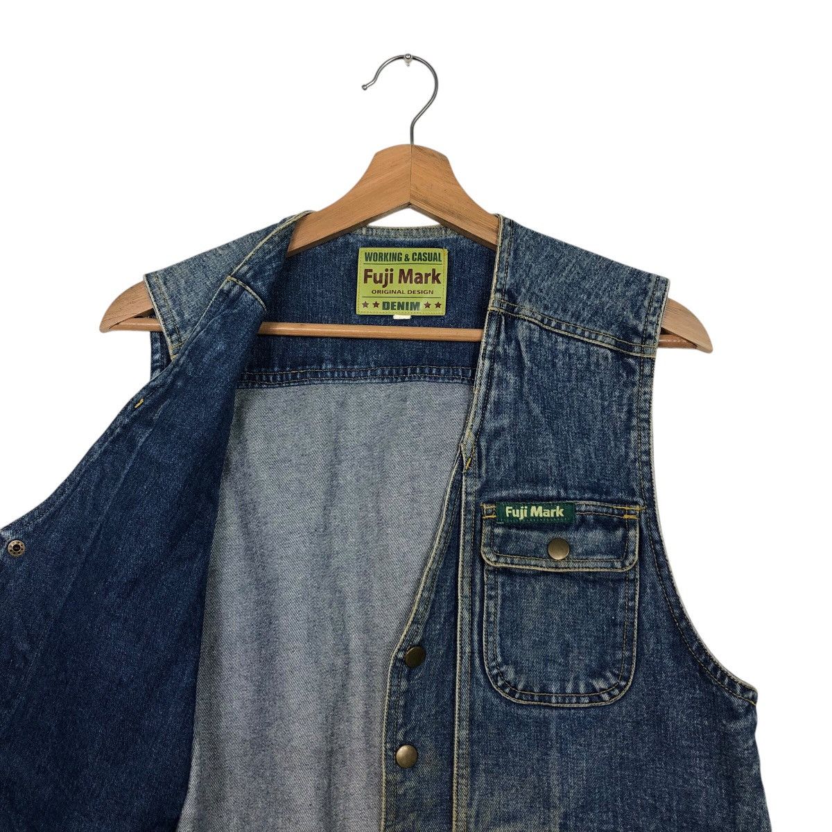 Japanese Brand 📌Vintage Denim Work Jacket Biker Fuji Mark Size US M / EU 48-50 / 2 - 13 Thumbnail