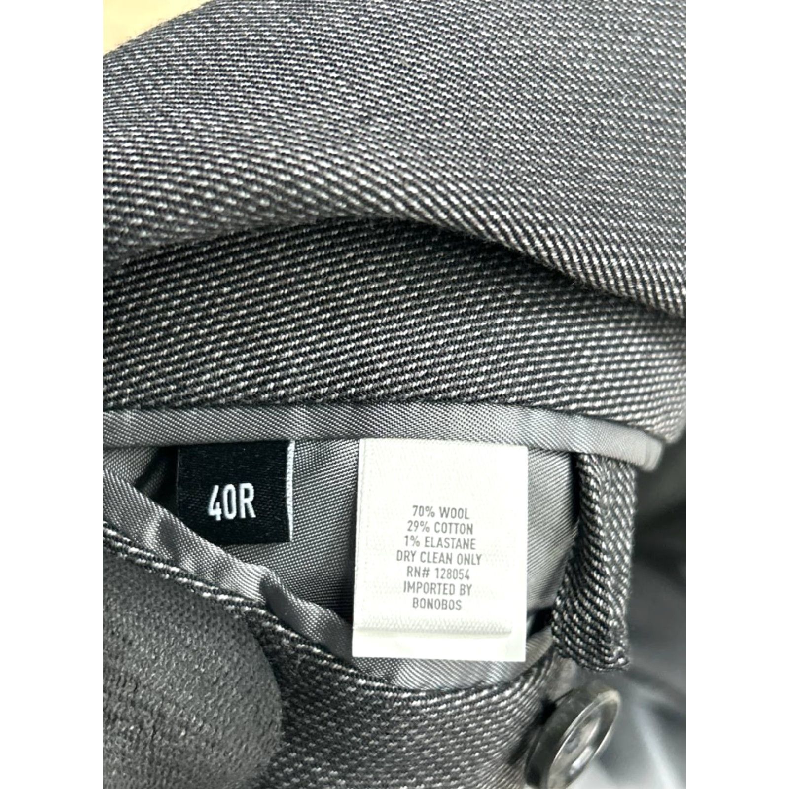 Bonobos Bonobos Blazer Jacket Mens 40 Gray Wool Lined Notch Lapel Lanificio Comero Flexo Size 40R - 5 Thumbnail