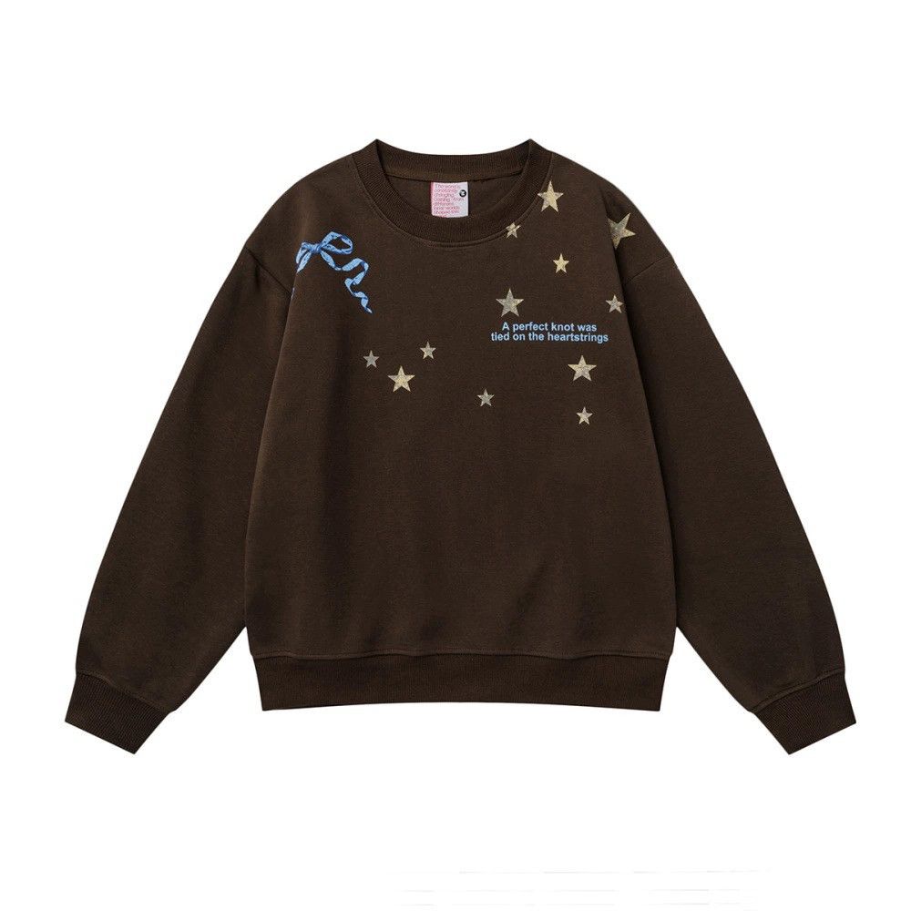 Vintage Street retro bow star print loose casual sweatshirt y2k Size US M / EU 48-50 / 2 - 2 Thumbnail