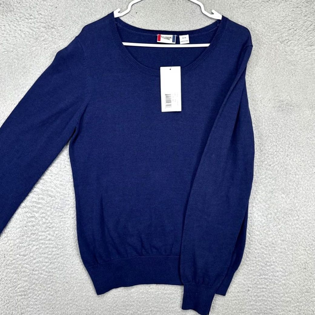Vintage Clique Sweater Womens Medium Navy Crew Neck Pullover Lightweight Solid Knit Shirt? Size M / US 6-8 / IT 42-44 - 4 Thumbnail