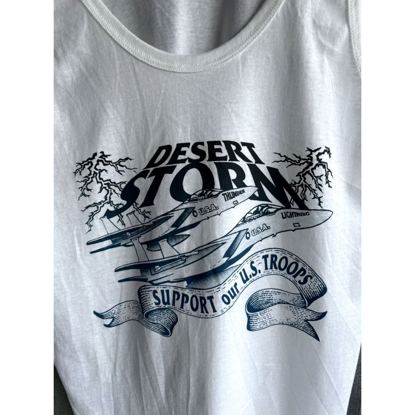 Hanes VINTAGE Desert Storm Tank Top M White 80s Hanes Mens Size US M / EU 48-50 / 2 - 3 Thumbnail