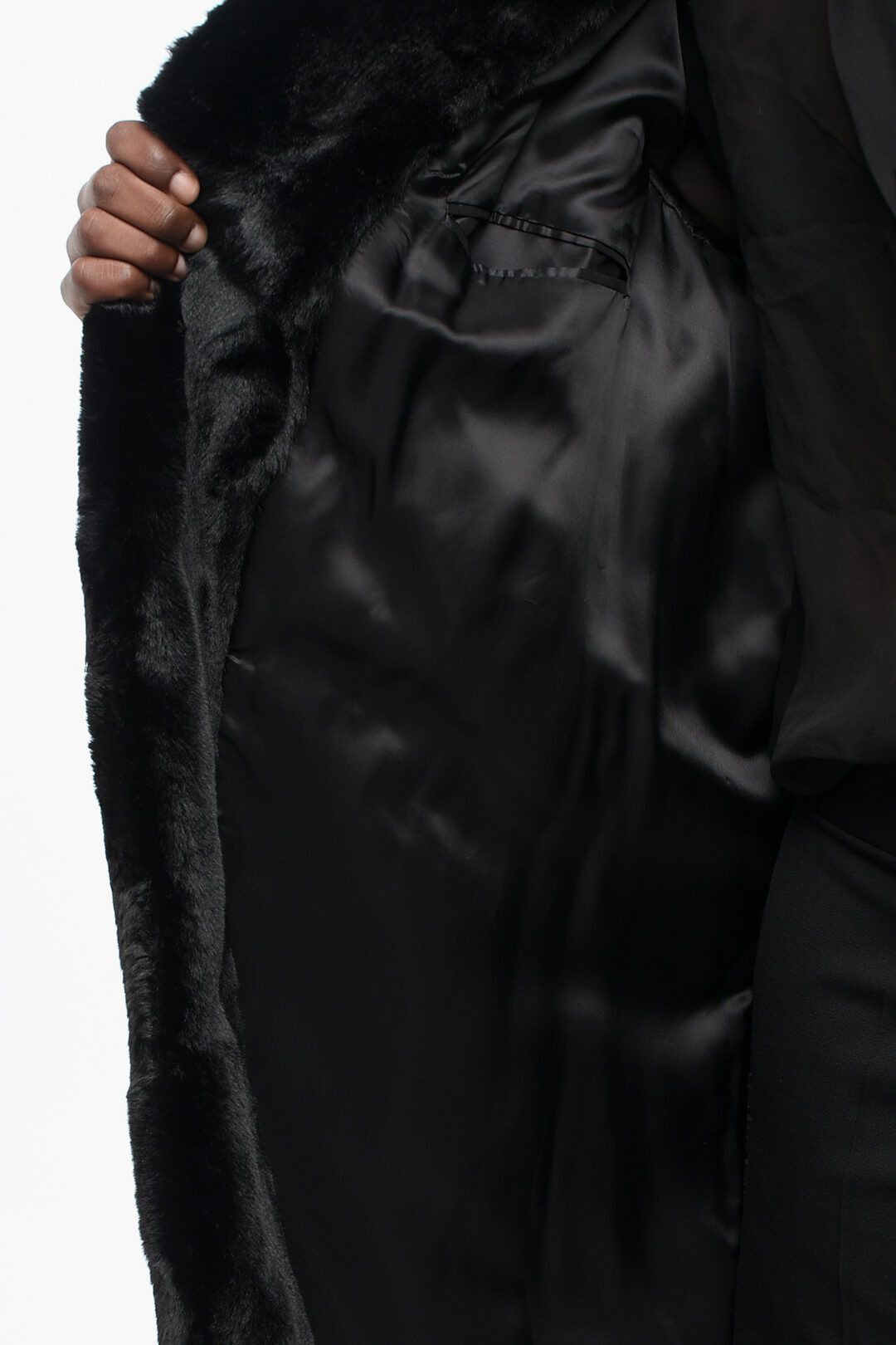 1989 STUDIO og1mm0725 Single-breasted Eco-Fur Coat in Black Size US L / EU 52-54 / 3 - 5 Thumbnail