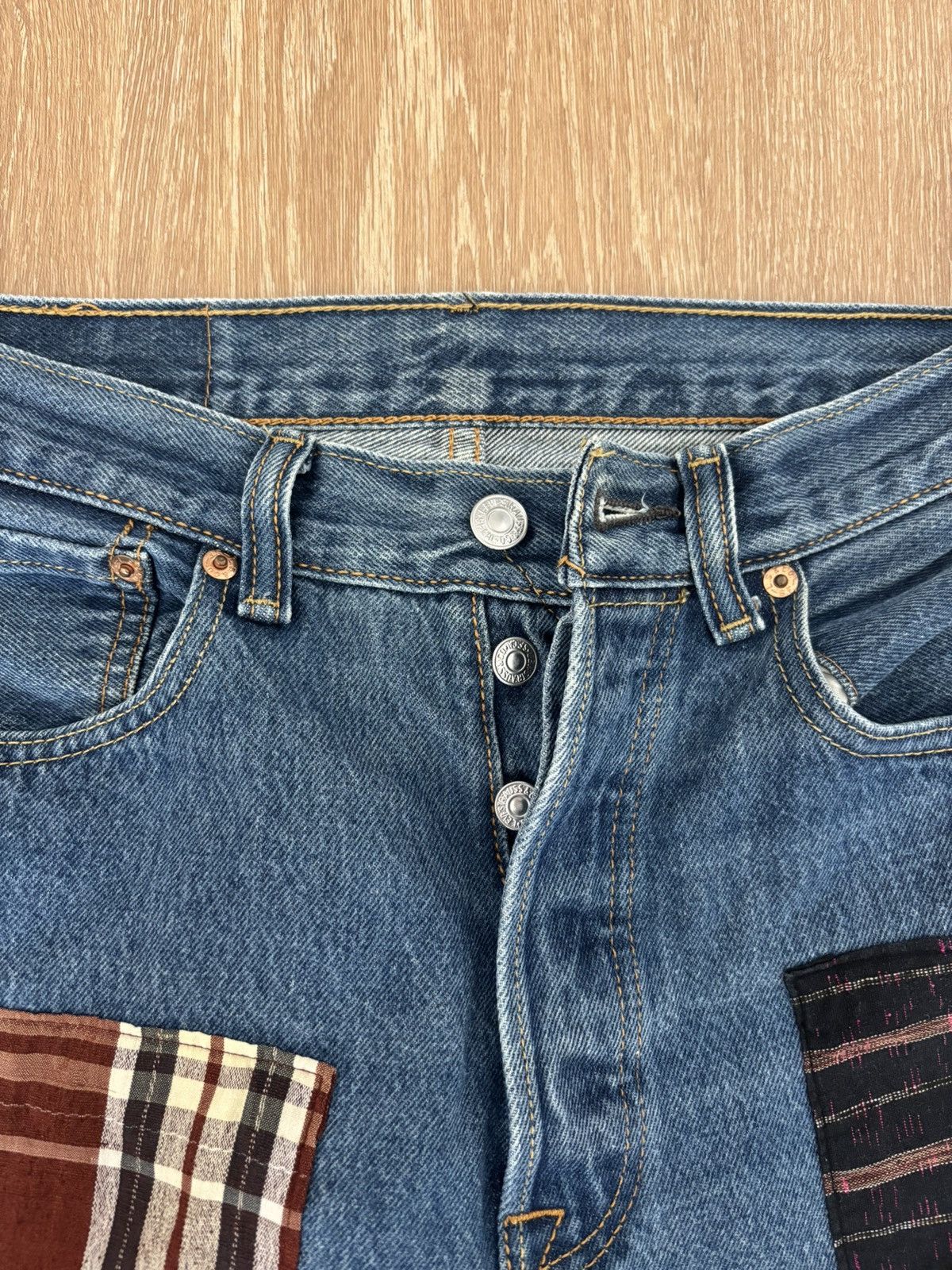 Levi's Vintage Levi’s 501 Patchwork Straight Denim Jeans Size US 32 / EU 48 - 4 Thumbnail