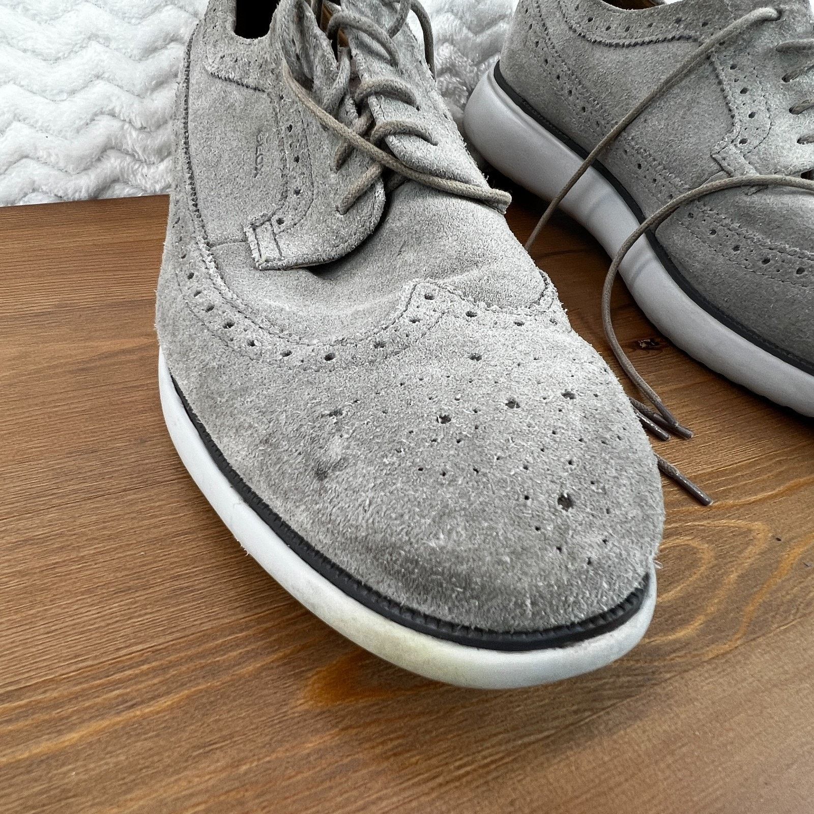 Geox Geox Mens Winfred Suede Shoes Gray Wingtip Brogues 42 US 9 Size US 9 / EU 42 - 18 Thumbnail