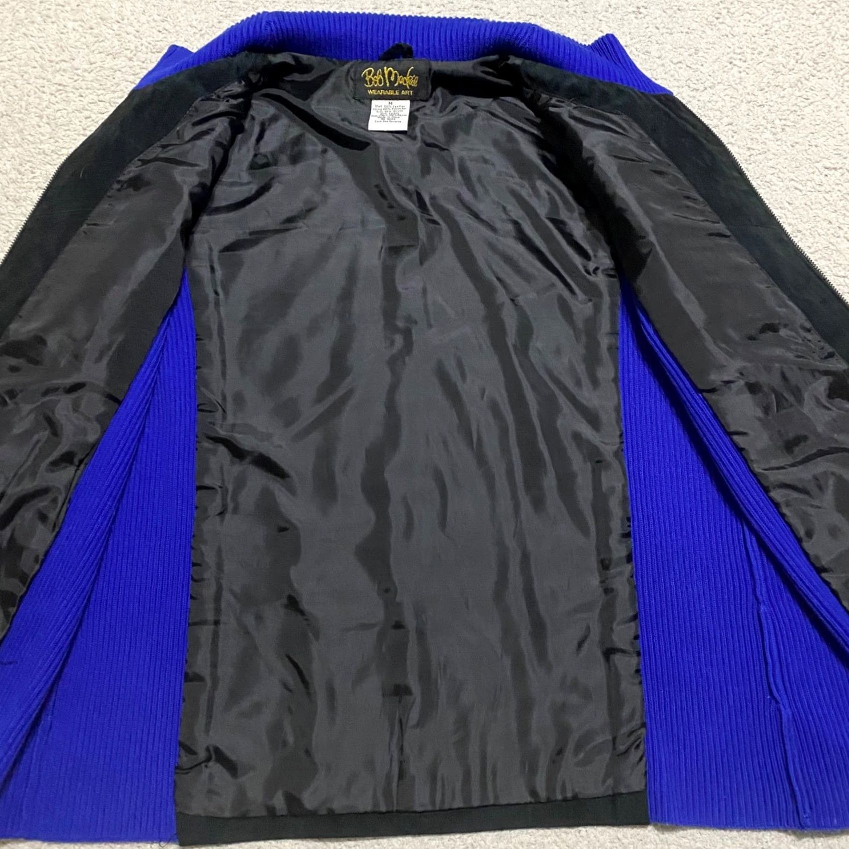 Bob Mackie VINTAGE Bob Mackie Jacket Womens Mid-Length Leather Blue Suede Full Zip Lined Embroidered Southwestern Wearable Art Size M Womens Br Size M / US 6-8 / IT 42-44 - 7 Thumbnail