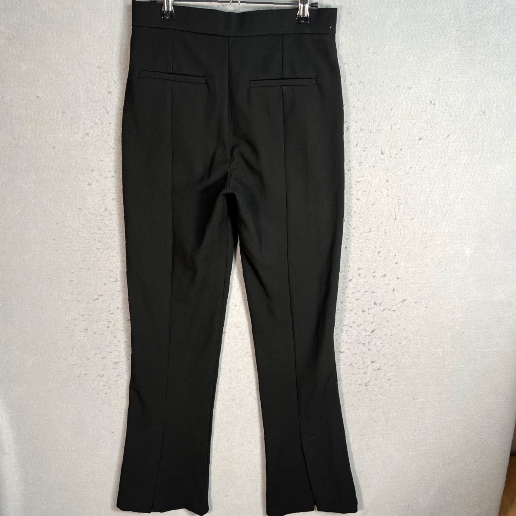 Zara Zara Womens Black High-Waisted Flair Leg Pants Small Ankle Slit Size 28" / US 6 / IT 42 - 2 Thumbnail