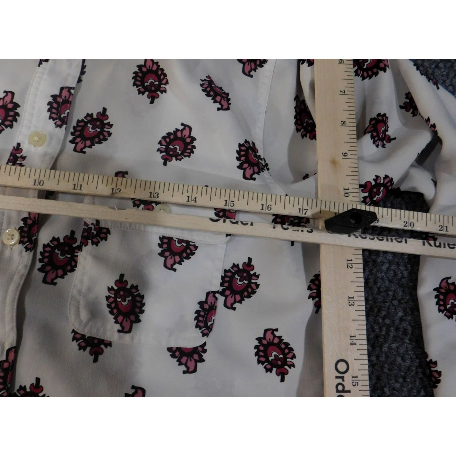 Loft VINTAGE LOFT Outlet Shirt Womens Small White Pink Pattern Long Sleeve Button Blouse Casual Work Top Size S / US 4 / IT 40 - 7 Thumbnail