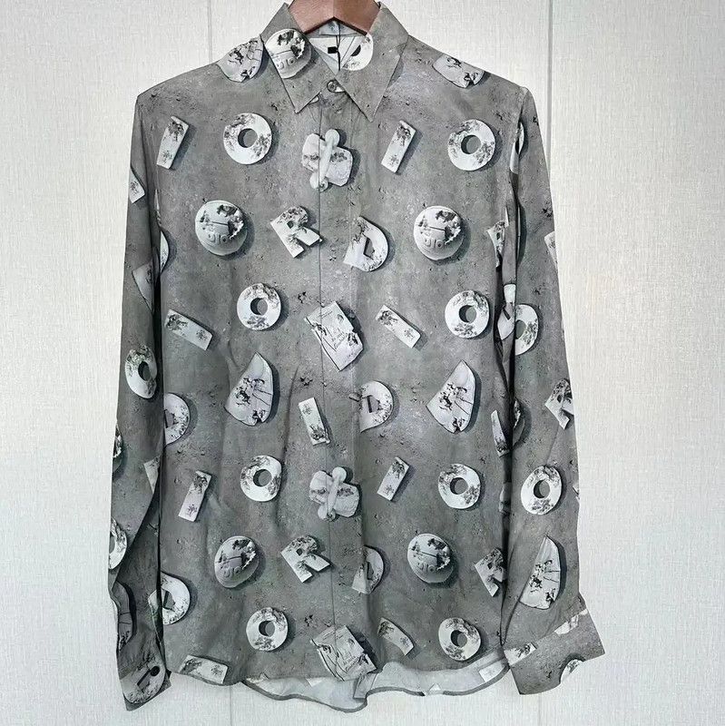 Dior Dior Men's Gray Printed Shirt 0089 Size US S / EU 44-46 / 1 - 1 Thumbnail