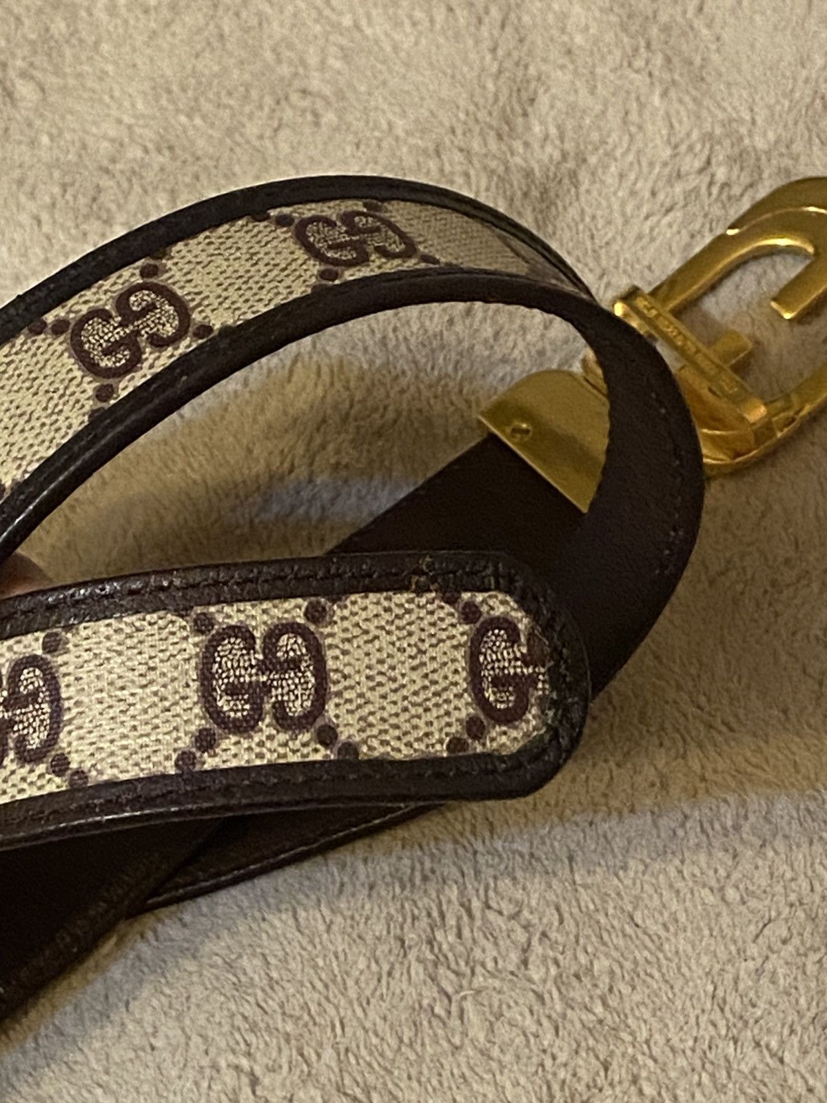 Gucci Vintage Gucci Monogram Belt GG Gold Buckle Size ONE SIZE - 9 Thumbnail