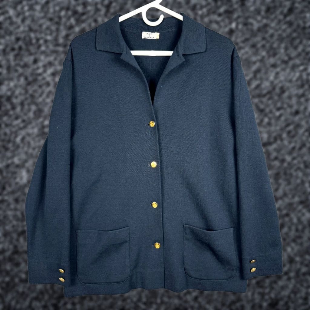 Vintage Maus & Hoffman Cardigan Women's Medium Blue 100% Wool 4-Button Size M / US 6-8 / IT 42-44 - 1 Thumbnail