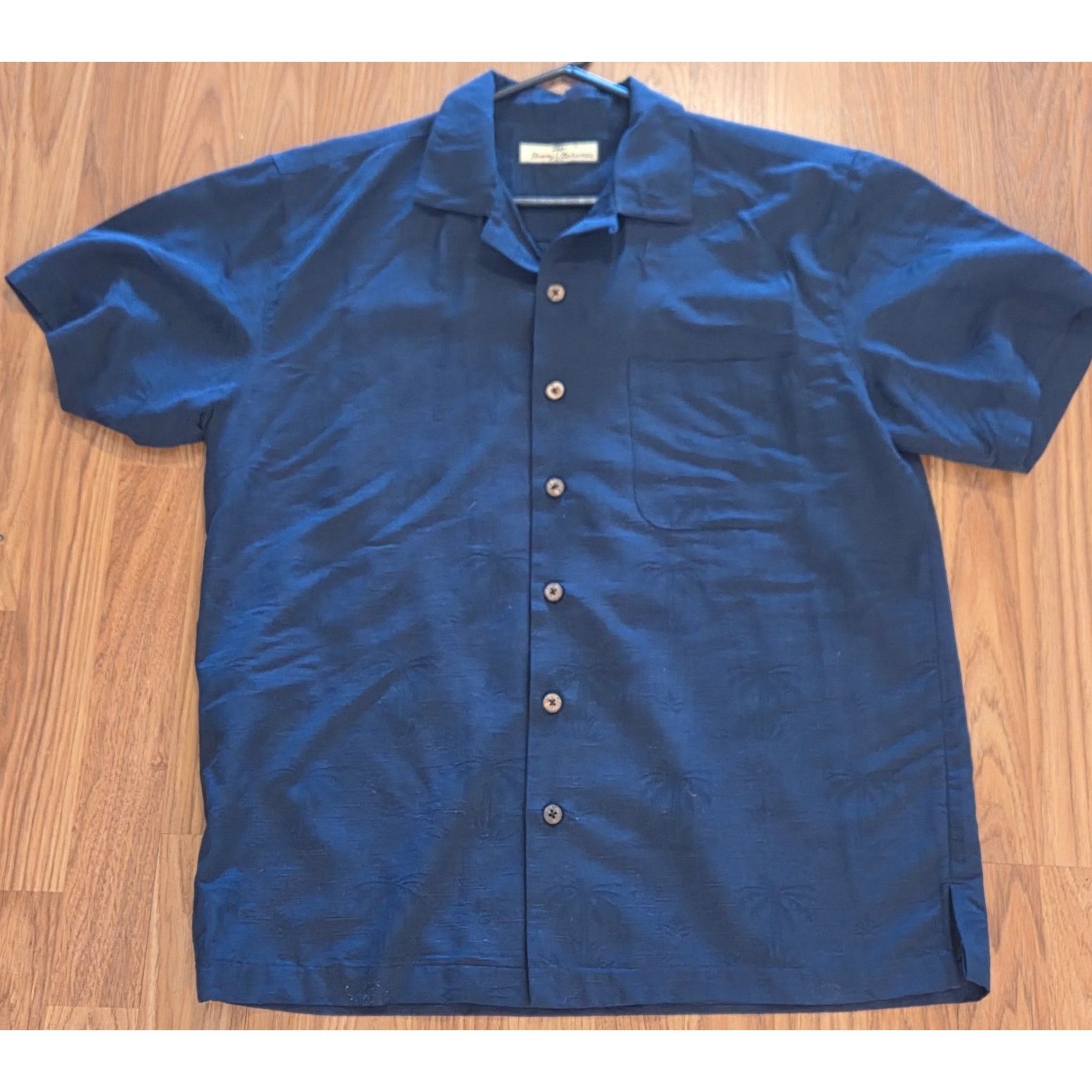 Tommy Bahama Tommy Bahama Navy Blue Linen Floral Short Sleeve Shirt Size US L / EU 52-54 / 3 - 2 Thumbnail