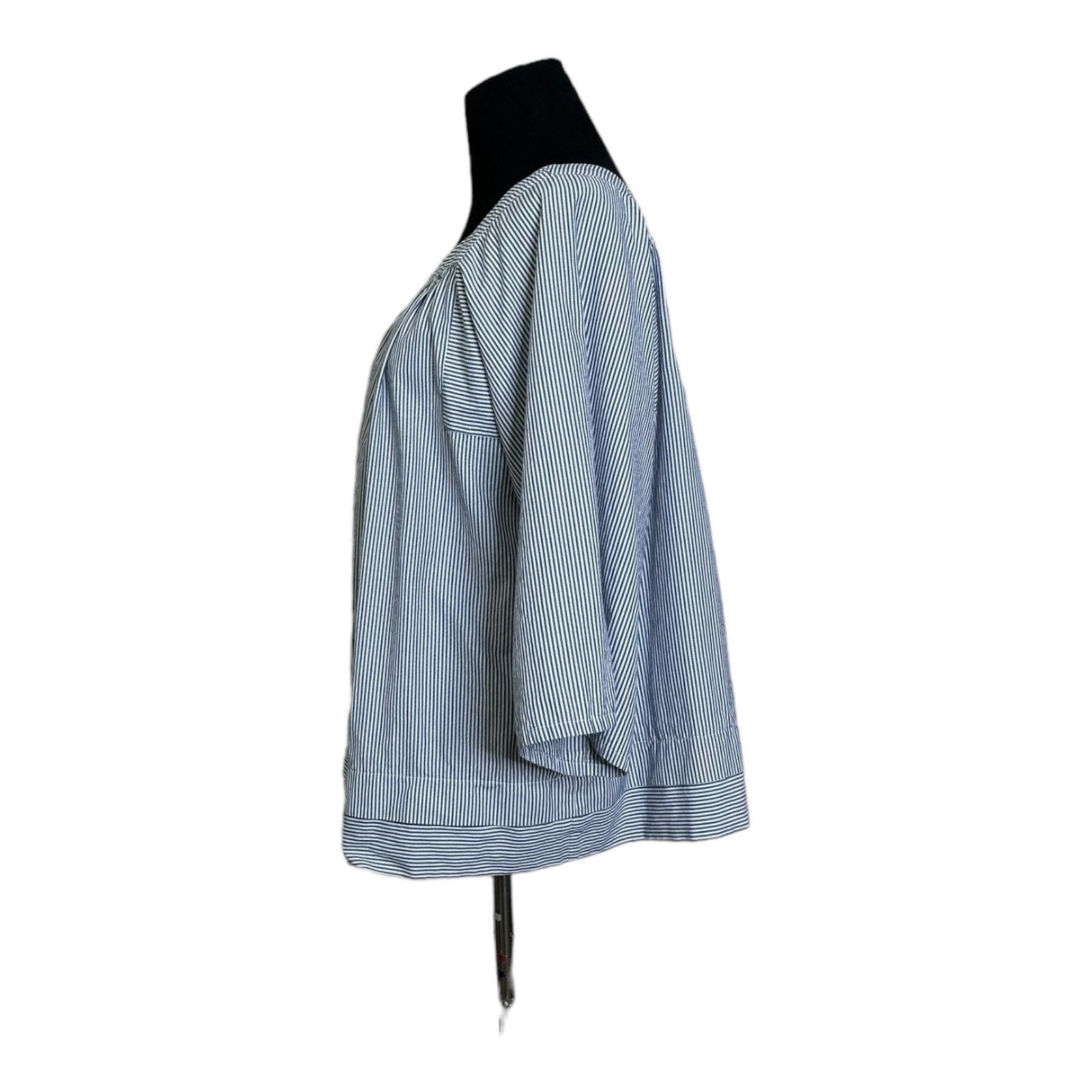 Vanessa Bruno Vanessa Bruno blue white stripes tunic top size 40/Medium Size M / US 6-8 / IT 42-44 - 7 Thumbnail