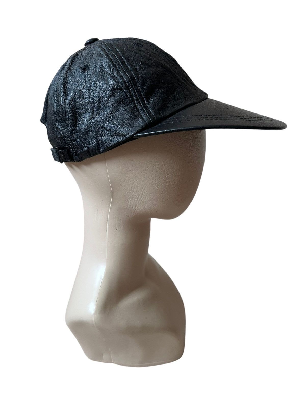 Genuine Leather × Japanese Brand × Vintage Vintage Plain Black Leather Hat Cap Size ONE SIZE - 3 Thumbnail