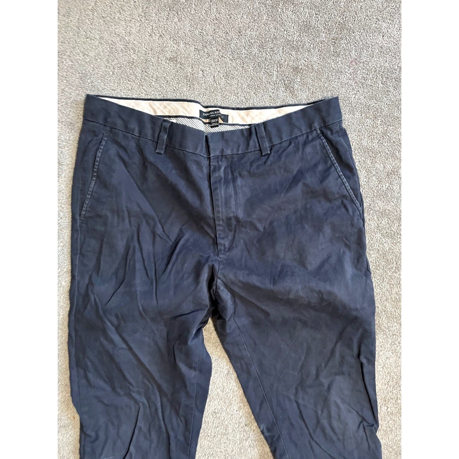 Banana Republic BANANA REPUBLIC Aiden Chino Pants Mens 33x32 Blue Solid Cotton Blend Front Zip Straight 90s Casual Pant Mens Size US 33 - 4 Thumbnail