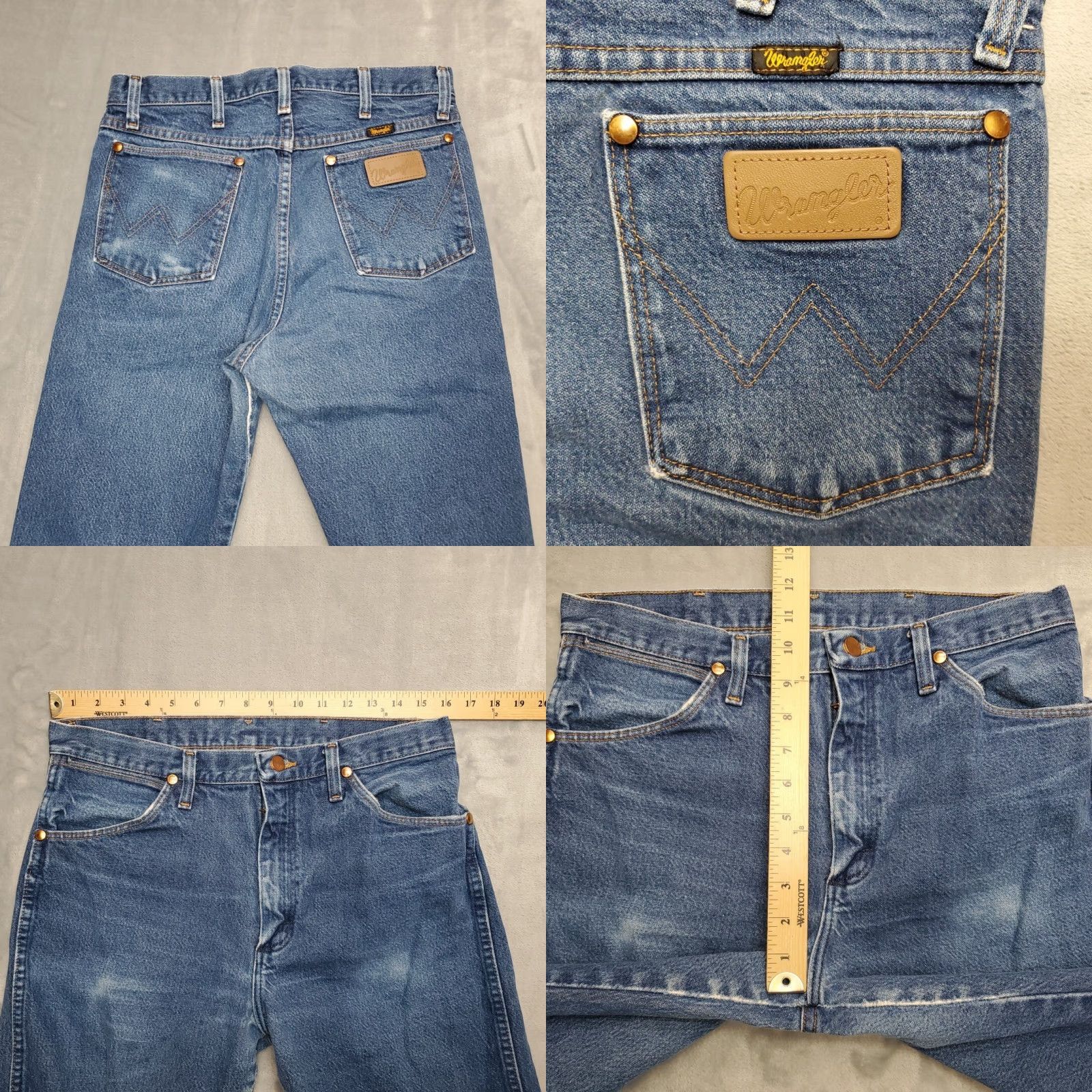 Wrangler VINTAGE Wrangler 13MWZ Jeans Men 33x32 Blue Faded Denim Cowboy Western Rodeo Ranch Pants Size US 33 - 8 Thumbnail