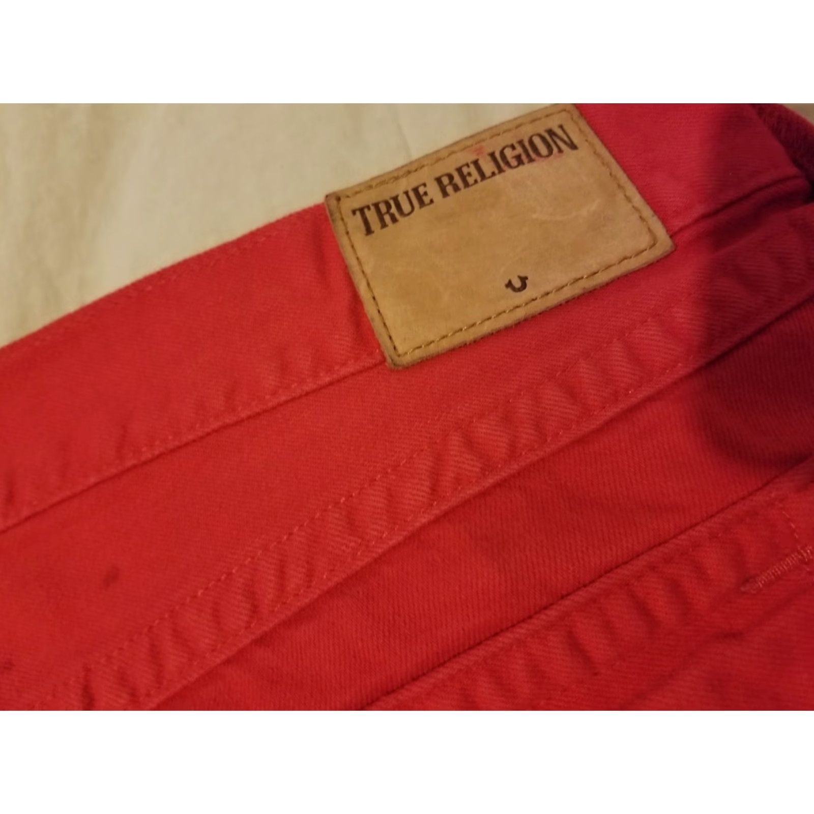 True Religion Mens True Religion Jeans 40x34 42x34 Red Relaxed Straight Denim Pants Size US 40 / EU 56 - 3 Thumbnail