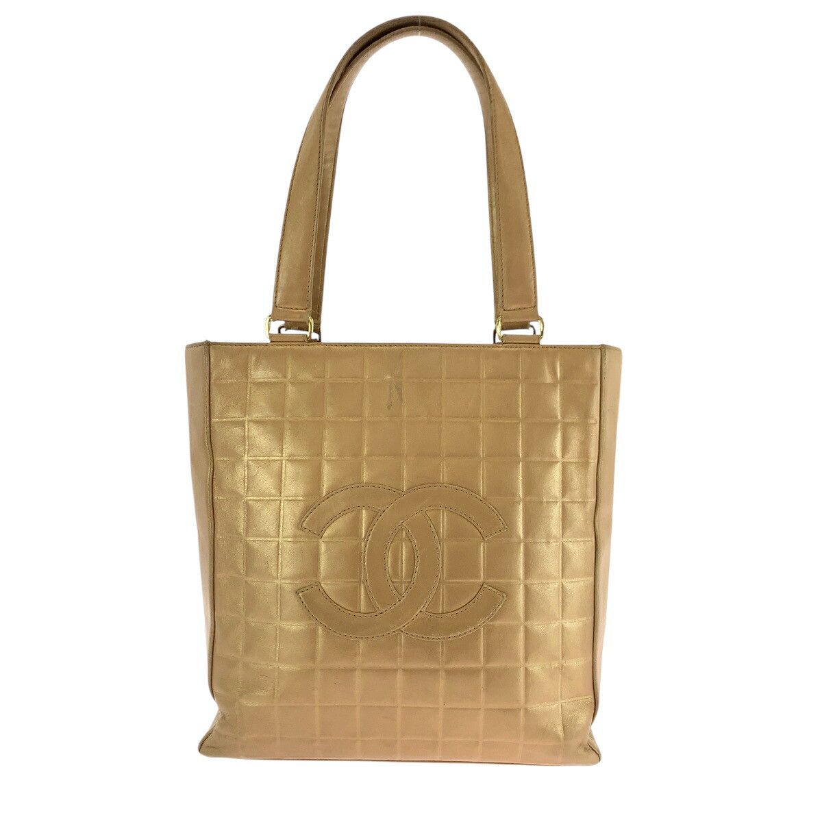 Chanel Chanel Lambskin Coco Mark Choco Bar 2Way Bag 691 Leather Shoulder Bag in Gold, Women's